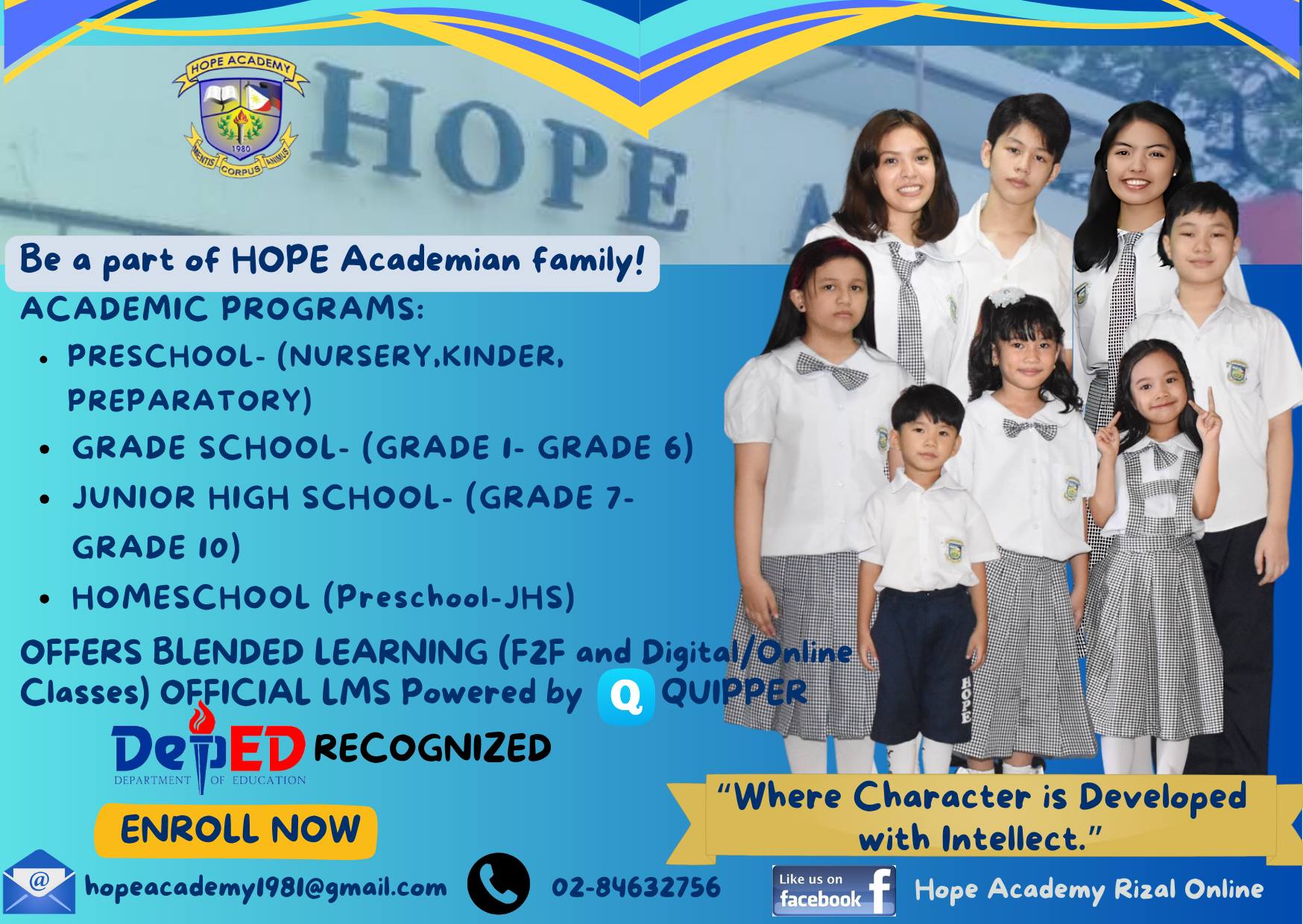 Be a part of Hope Academian... - Hope Academy Rizal Online | Facebook