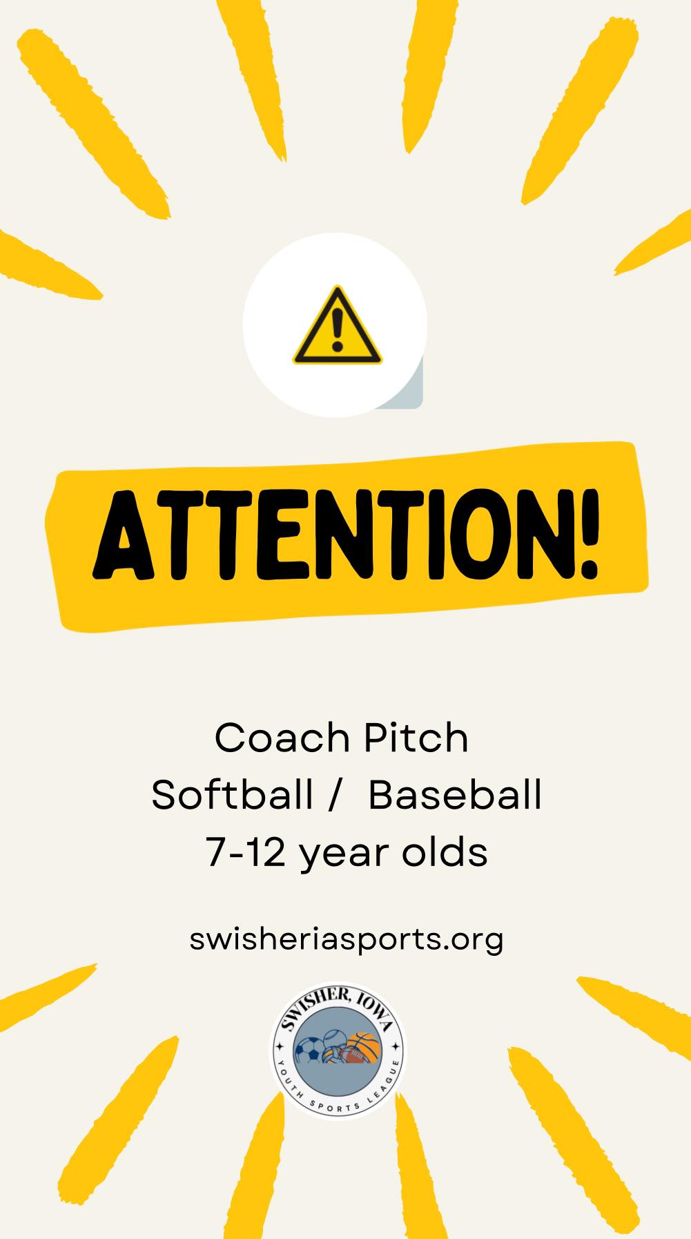 Swisher - ⚾️🧢🥎 Are you interested in signing up your 7-12 year old for ...