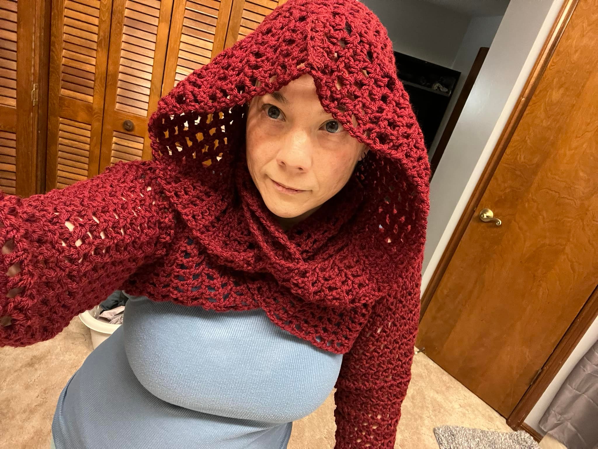 トップス Angel crochet hood tops Cute crossover hooded crop top DIY pattern