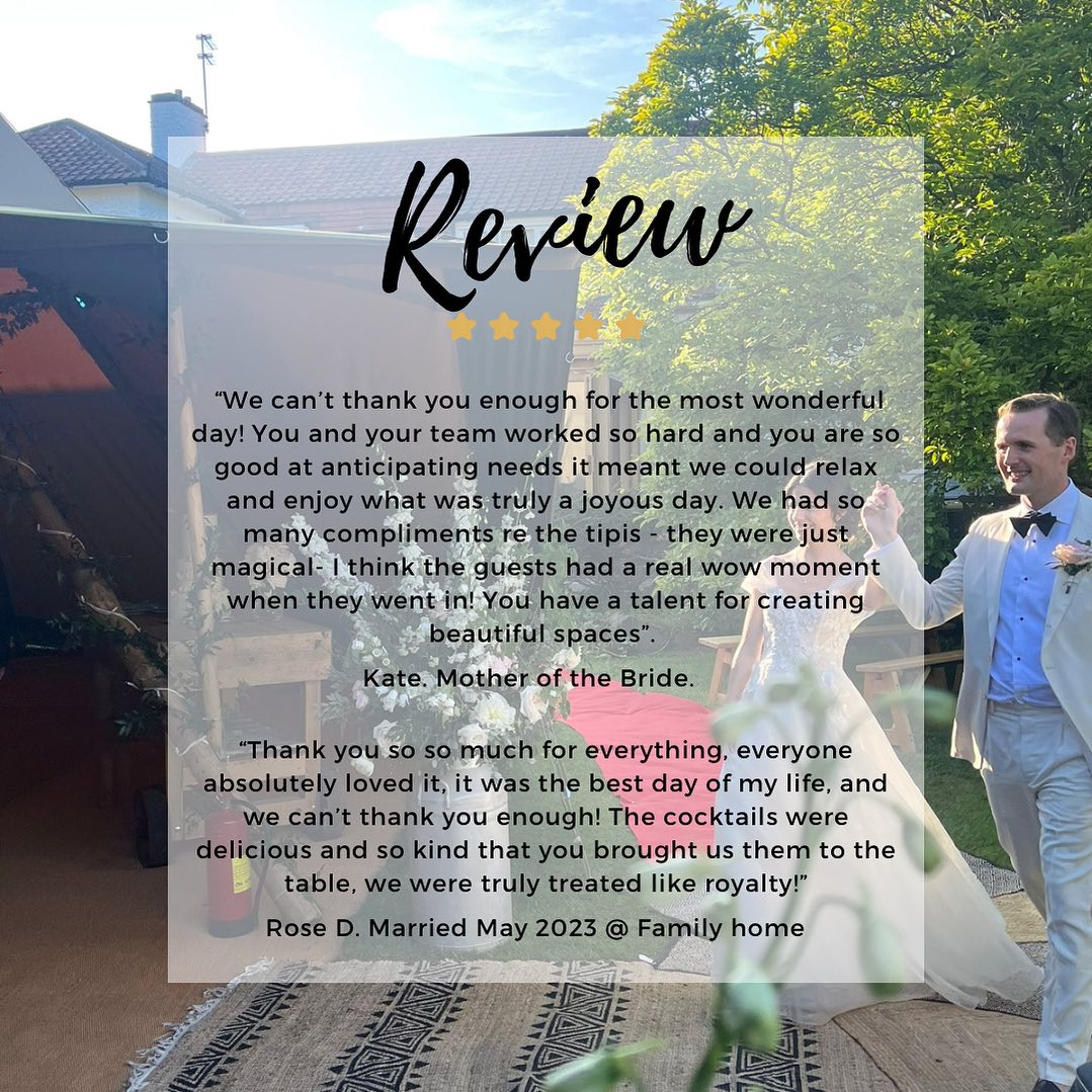 Testimonials We work... - JAVA Wedding & Event Tipi's
