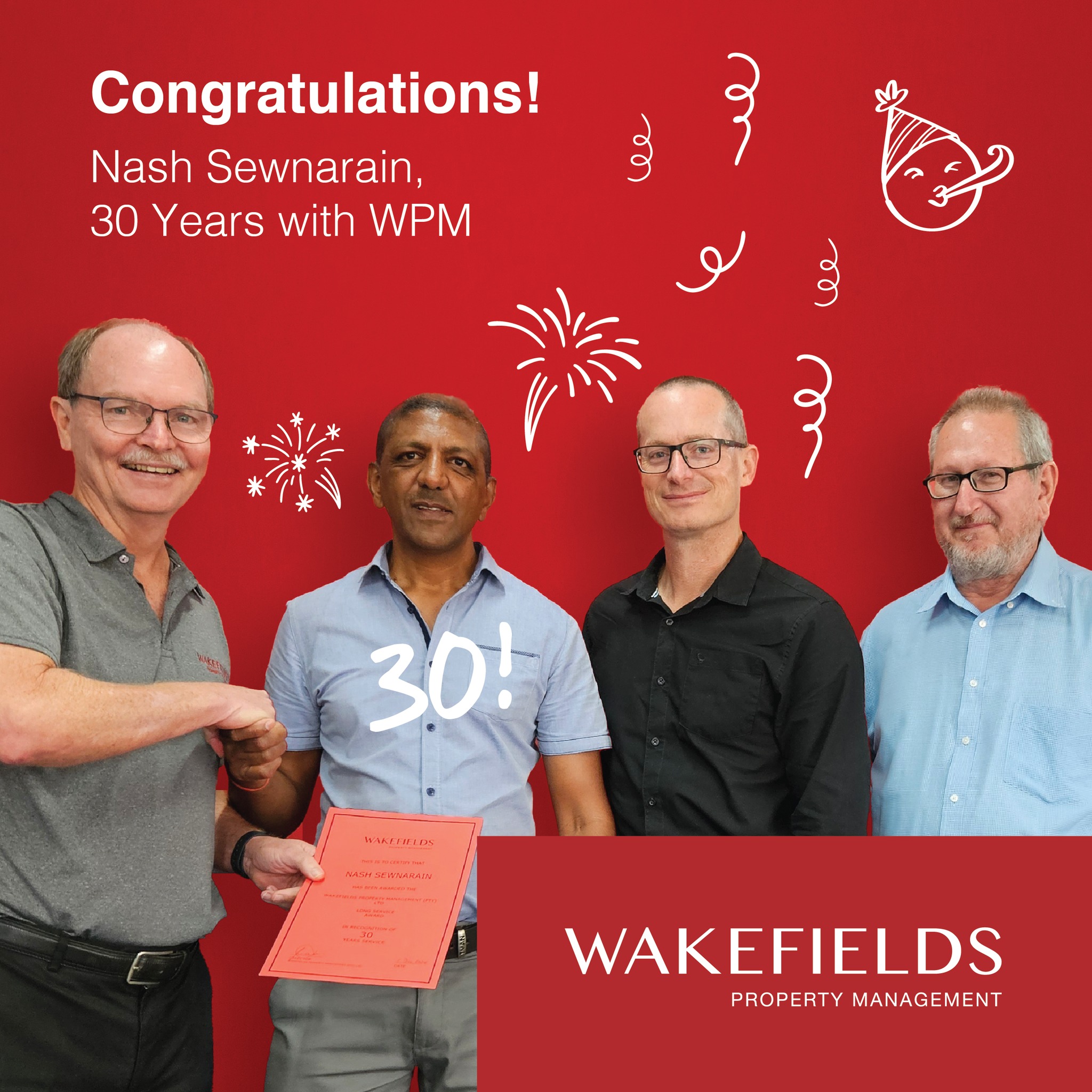 Wakefields - Congratulations to Nash Sewnarain on 30 years of dedicated ...