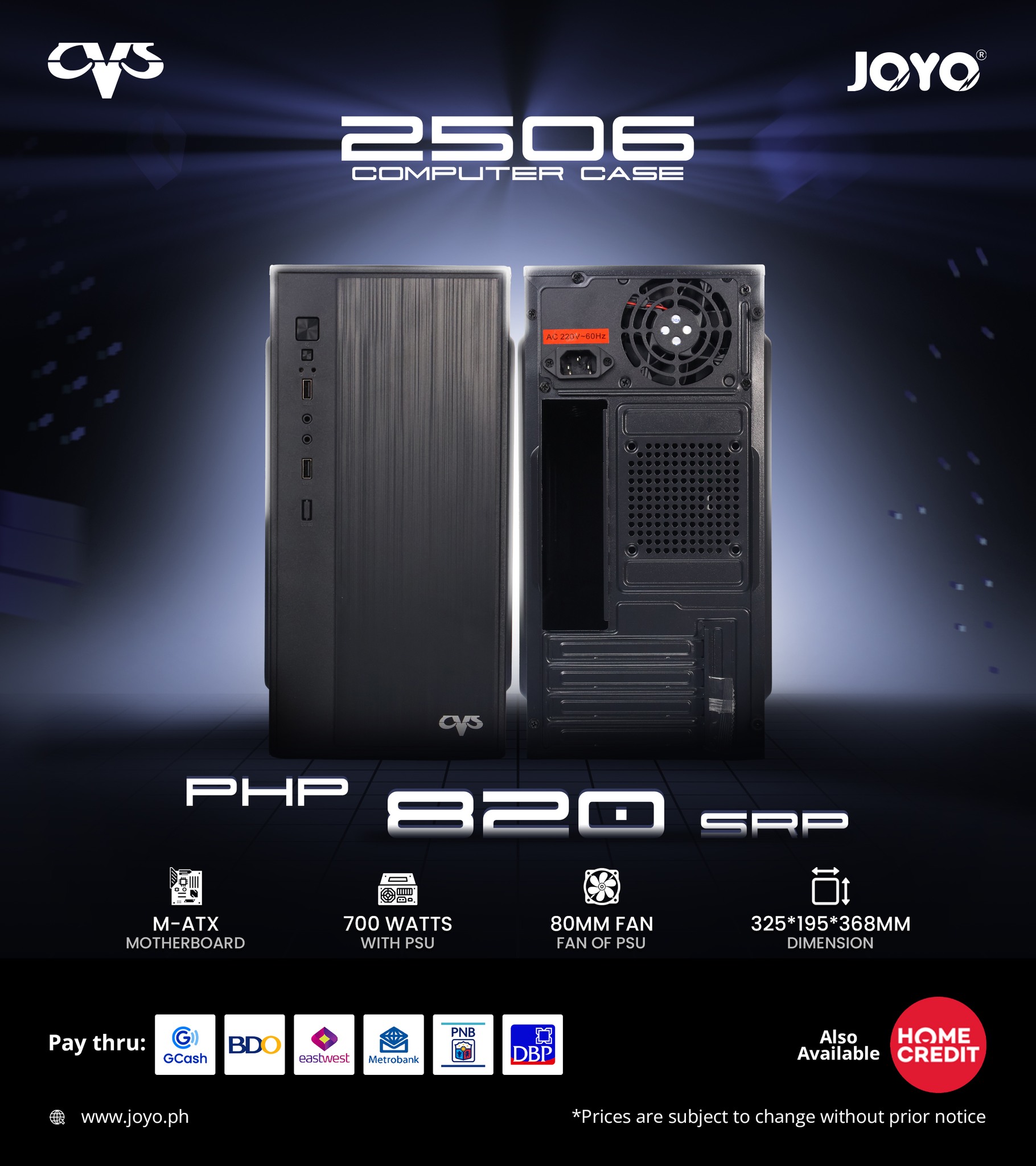 JOYO - CVS 2506 Computer Case ~ M-ATX motherboard ~ With 700W PSU ...