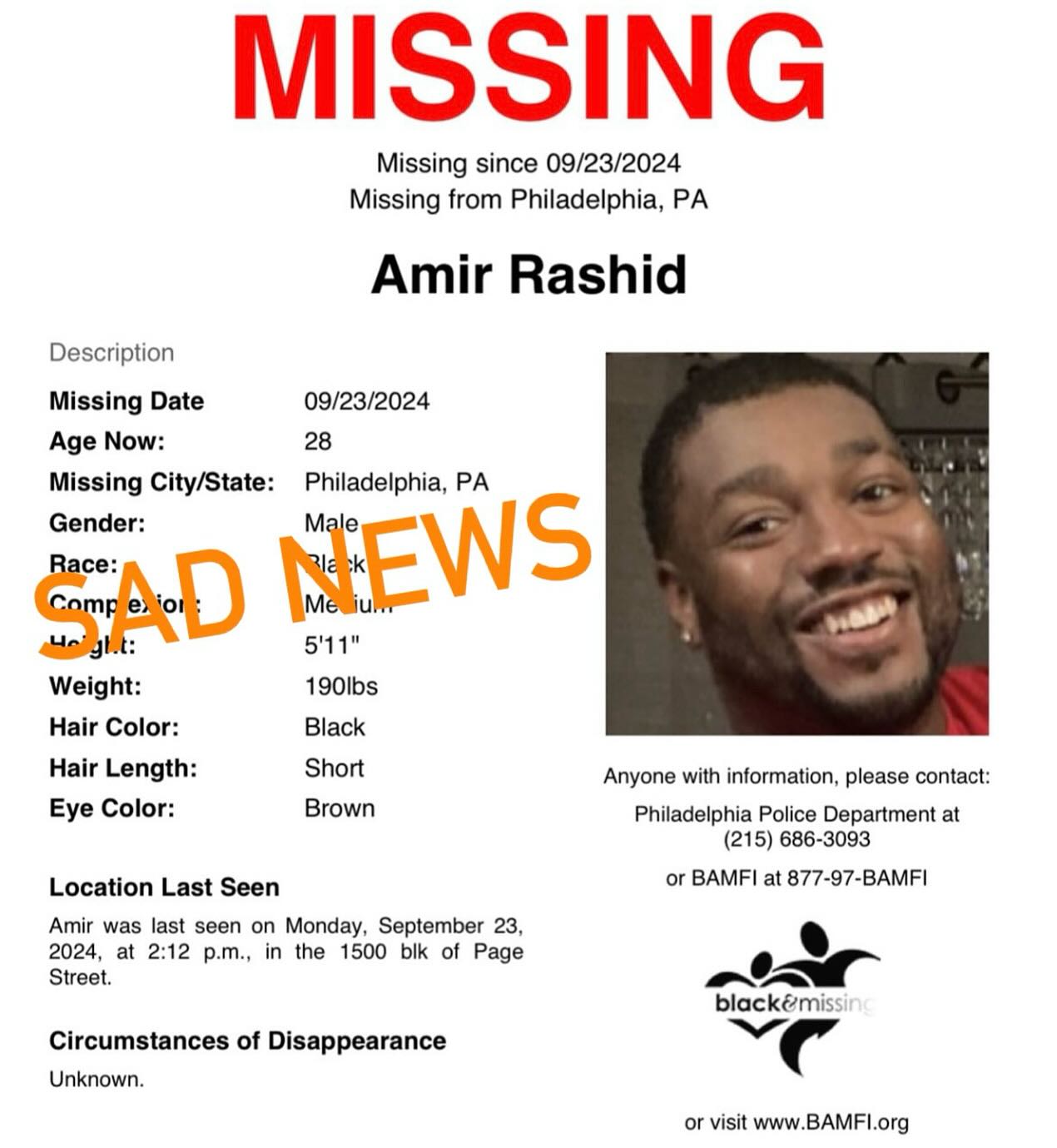 Black - SAD NEWS: The family of 28y/o Amir Rashid has notified us that ...