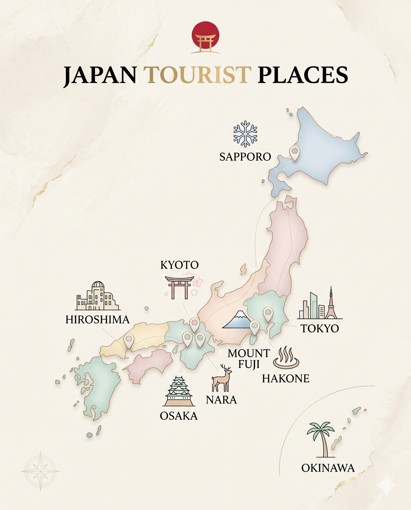 Japan tourist map and travel guide