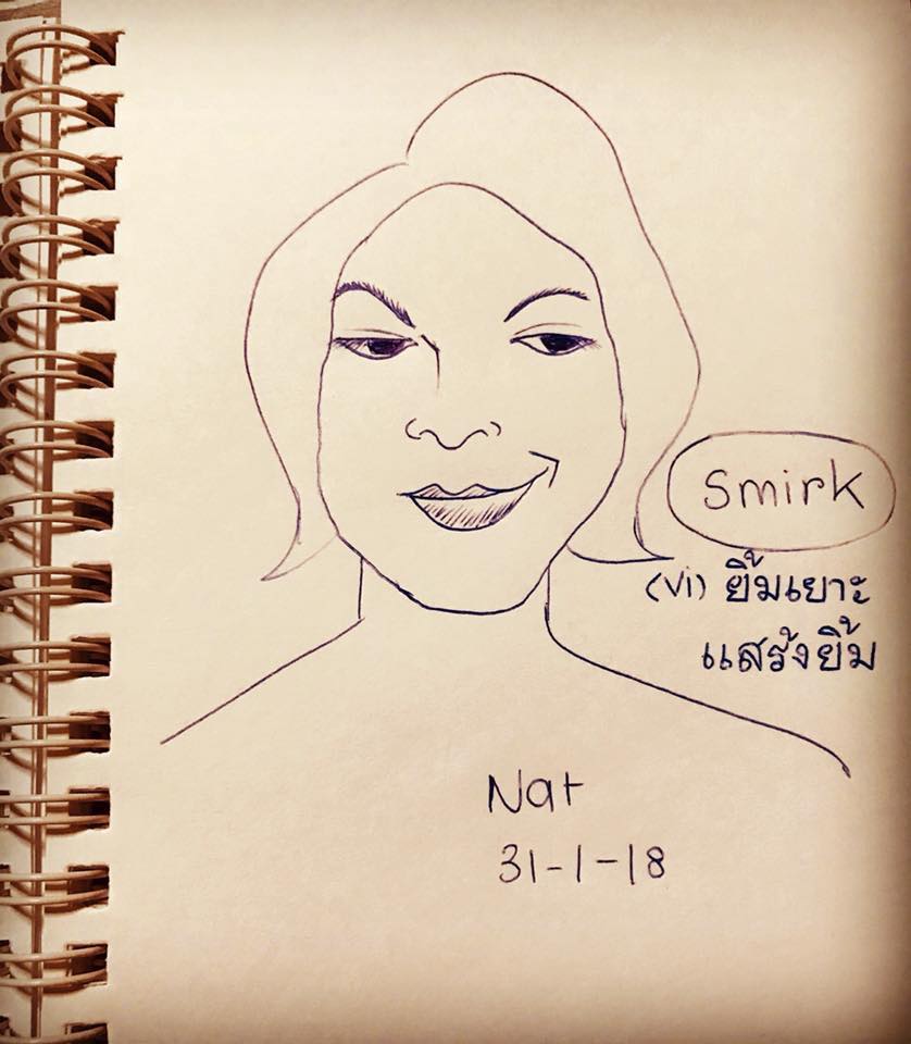 #ภาษาอังกฤษวันละหลายคำกับครูนัท 😏smirk (สะเมิร์ก) /sməːk/ อกรรมกริยา ...