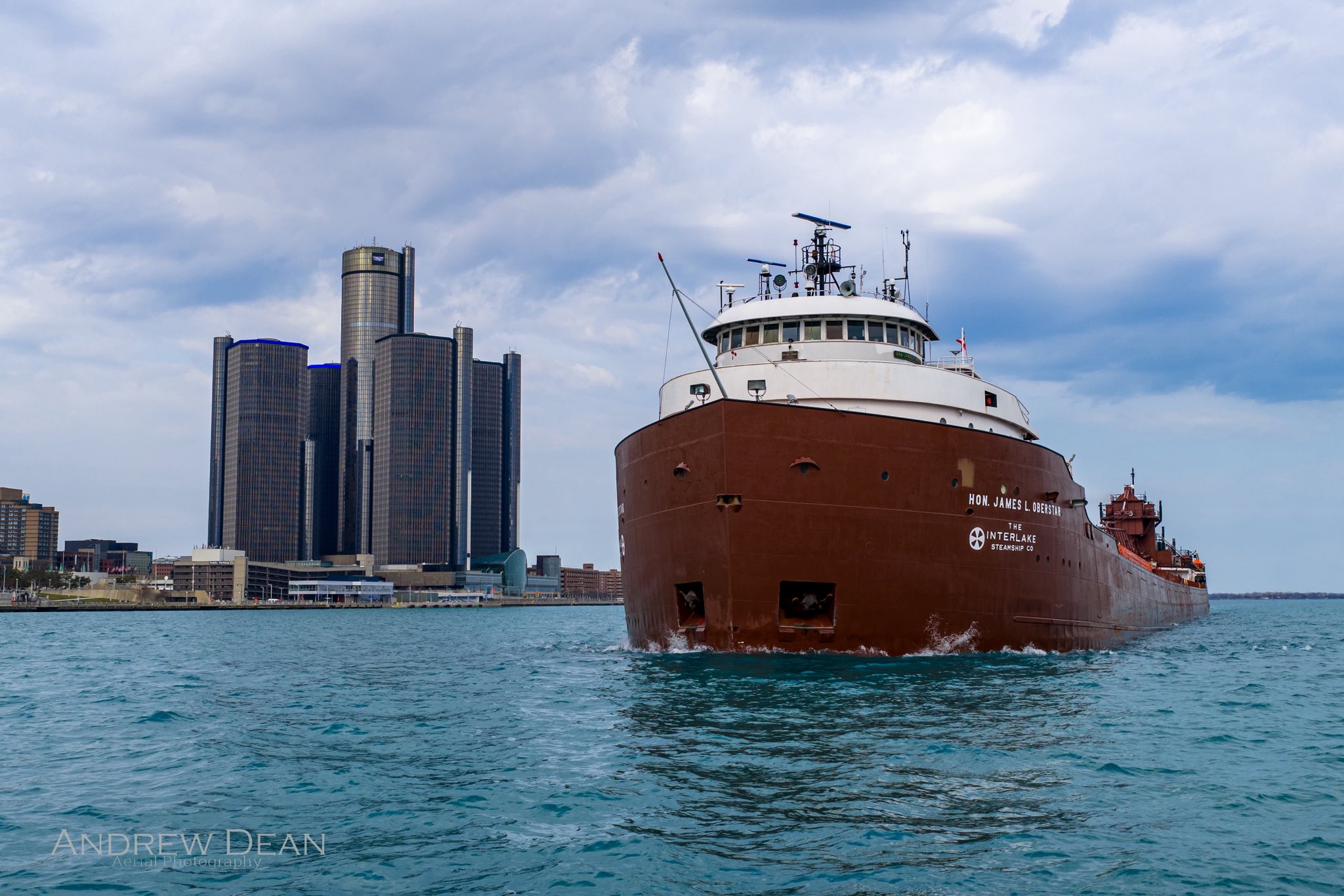 M/V Honorable James L. Oberstar passing Detroit for the first time