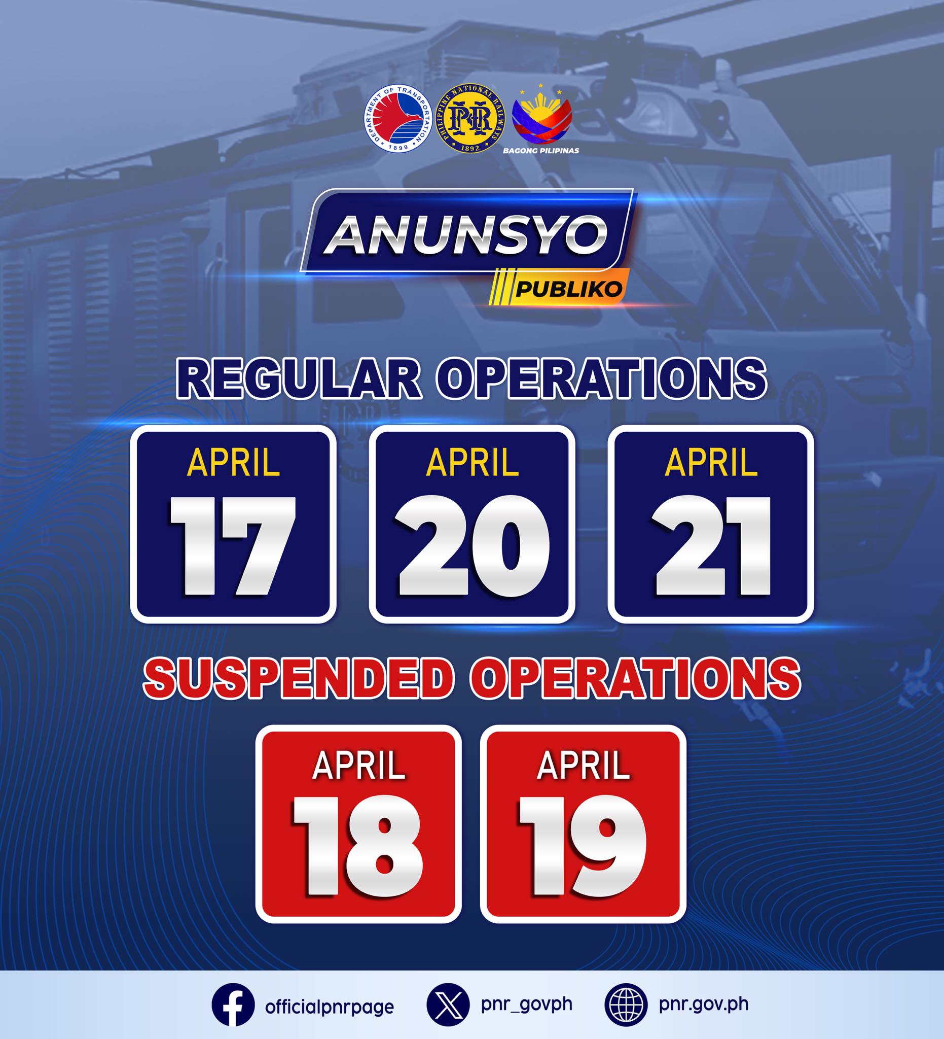 ANUNSYO | Tuloy ang biyahe... - Philippine National Railways