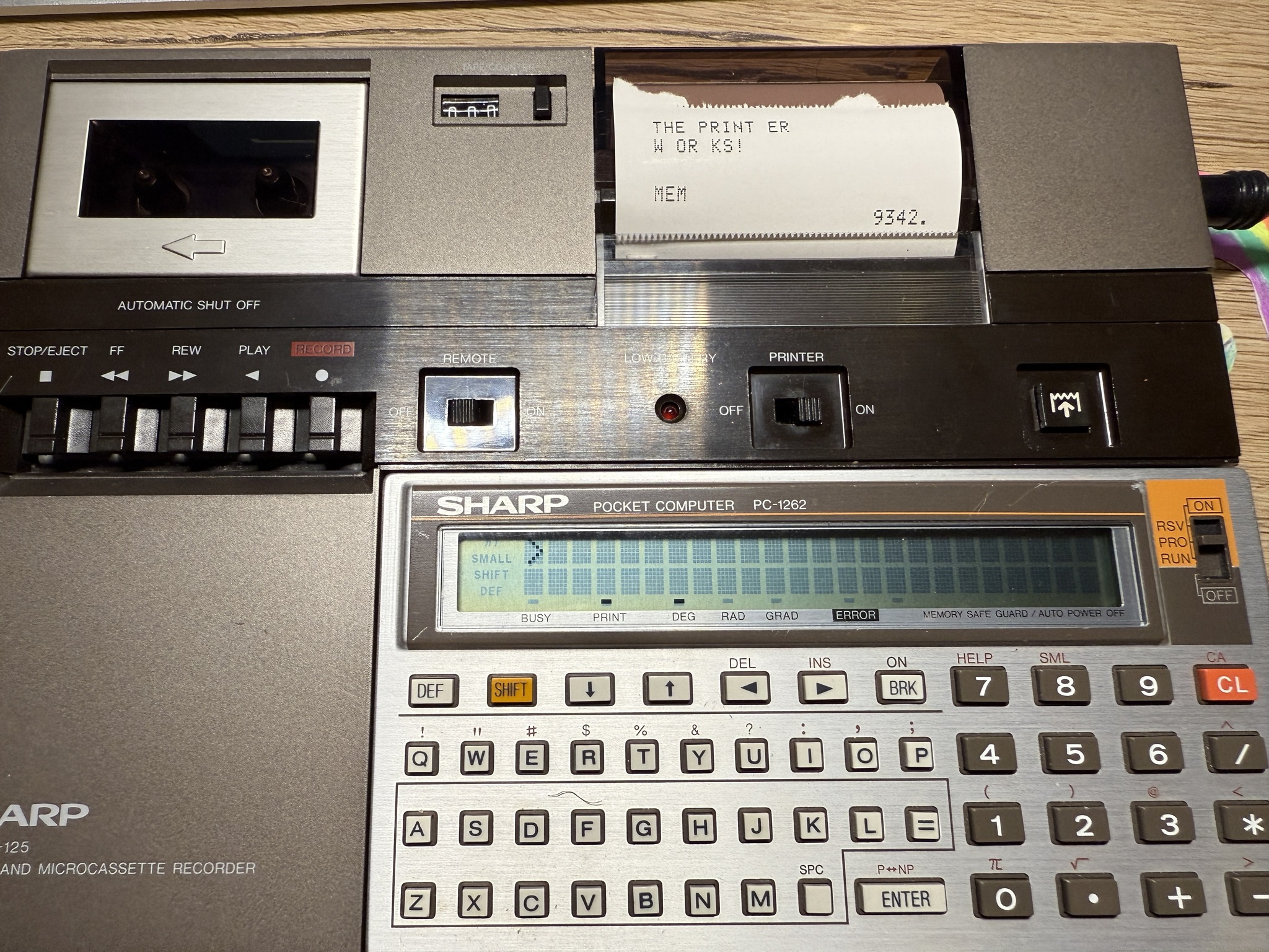 Sharp PC-1260 pocket computer features and specs