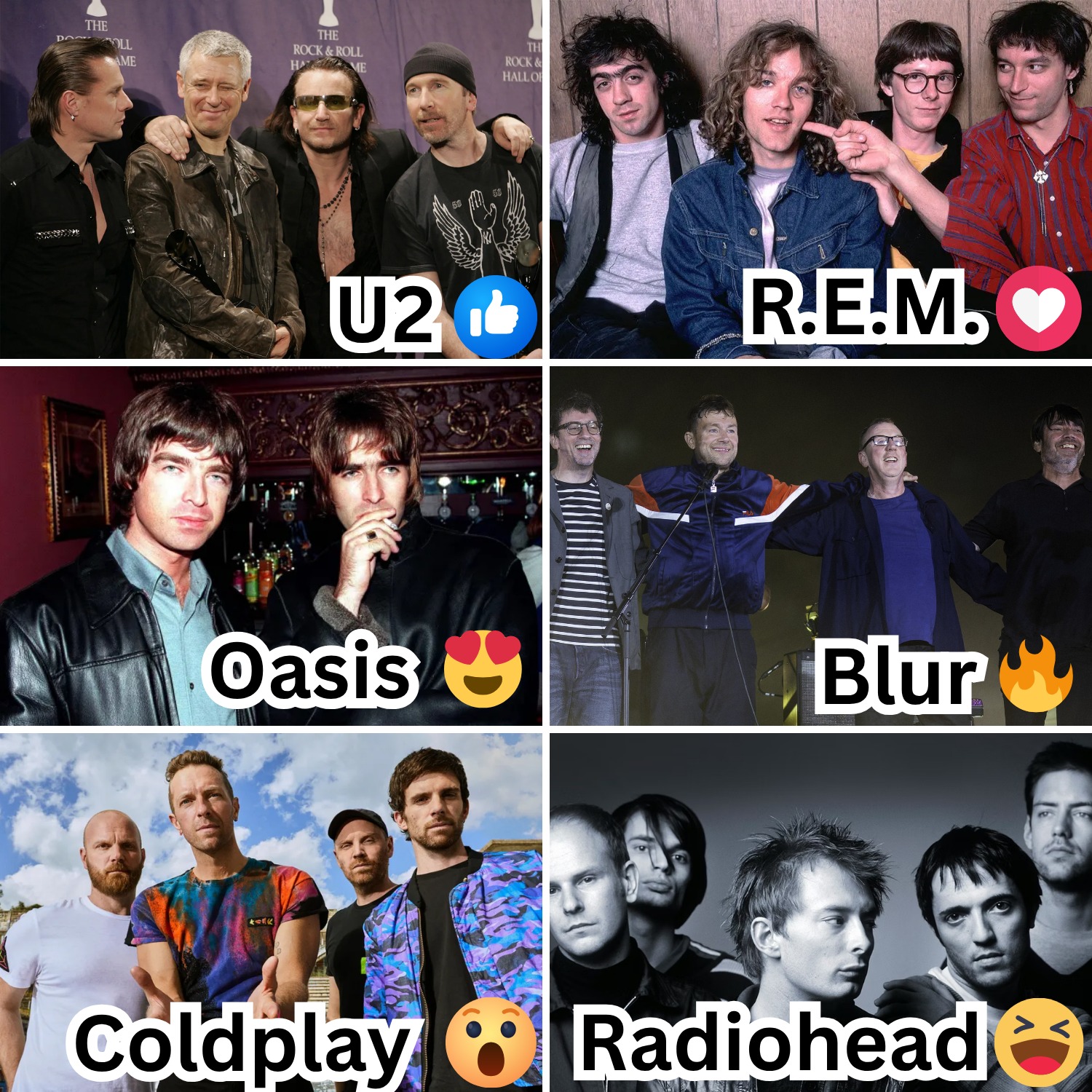 👍 Radiohead / ❤️ Oasis / 😍 Blur 👍 Radiohead Radiohead