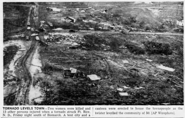 Tornado - Fort Rice, ND F5 #Tornado – May 29, 1953! This massive ...