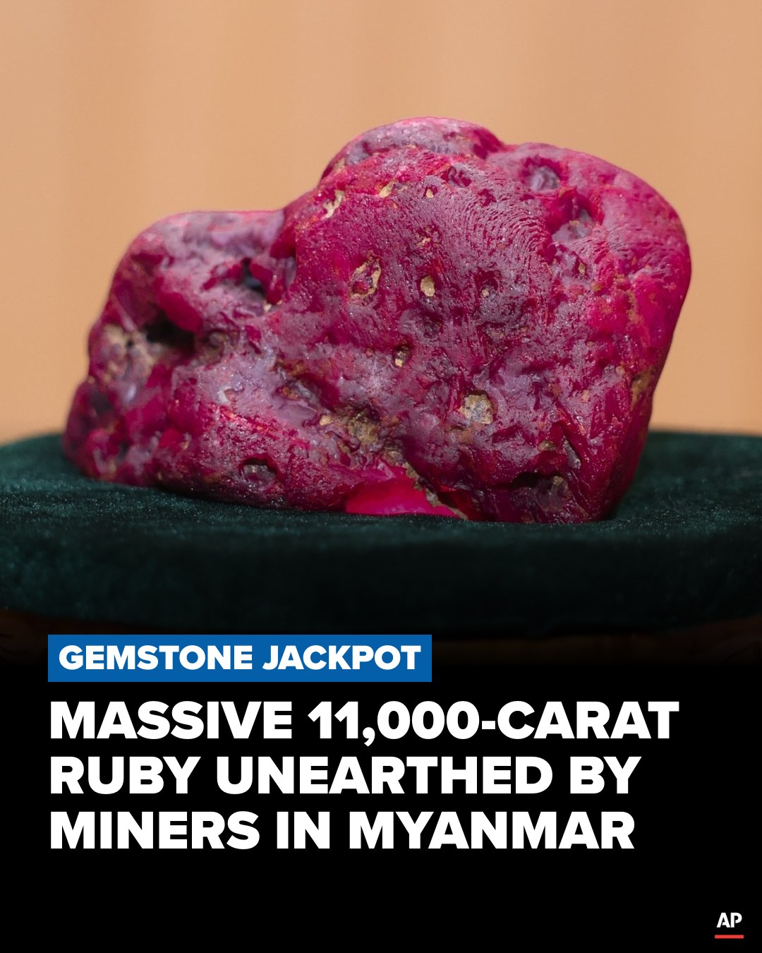 The rough ruby weighs about half as much as the largest ruby ever