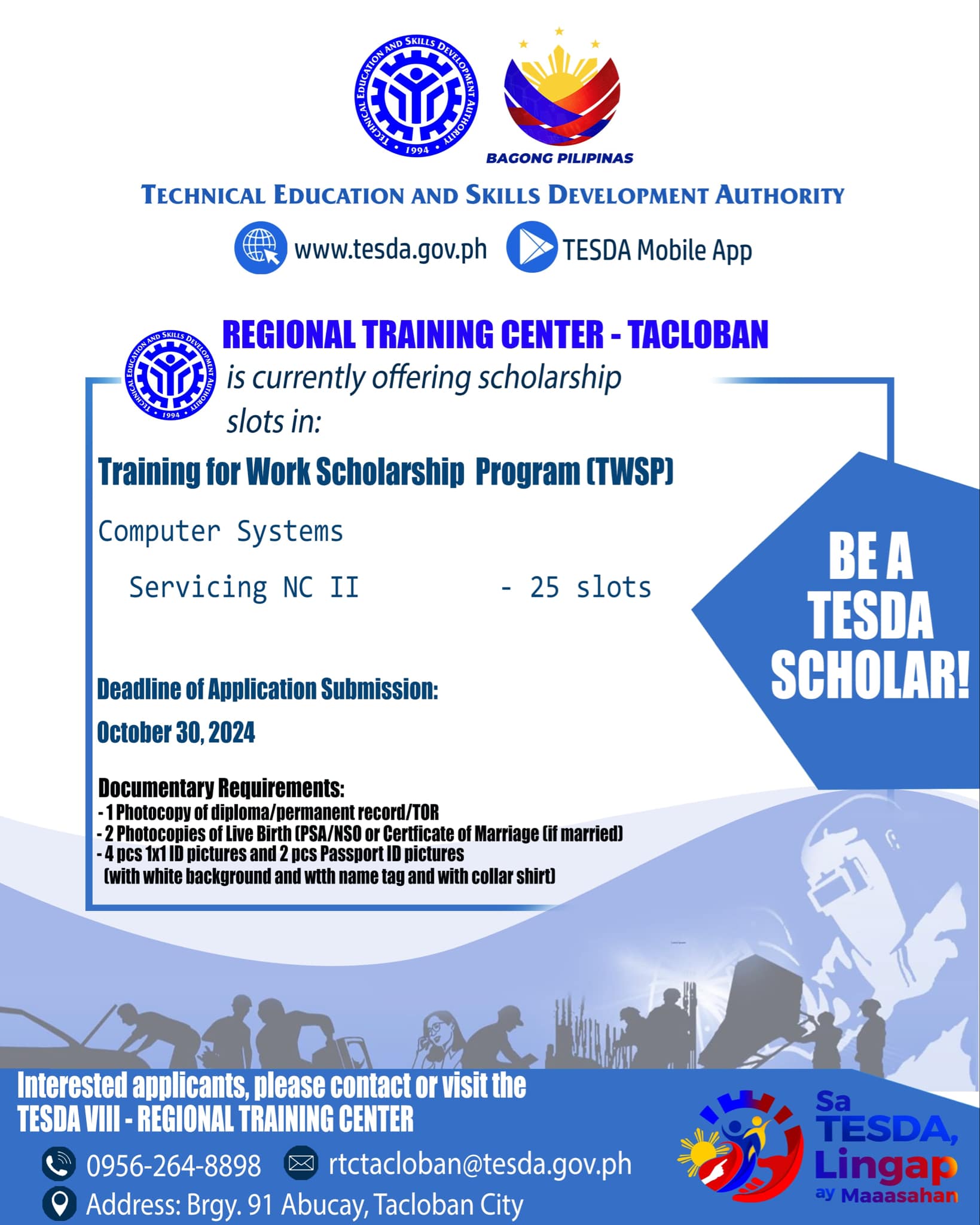 TESDA - 𝐁𝐄 𝐀 𝐓𝐄𝐒𝐃𝐀 𝐒𝐂𝐇𝐎𝐋𝐀𝐑! TESDA Regional Training Center-Tacloban is ...