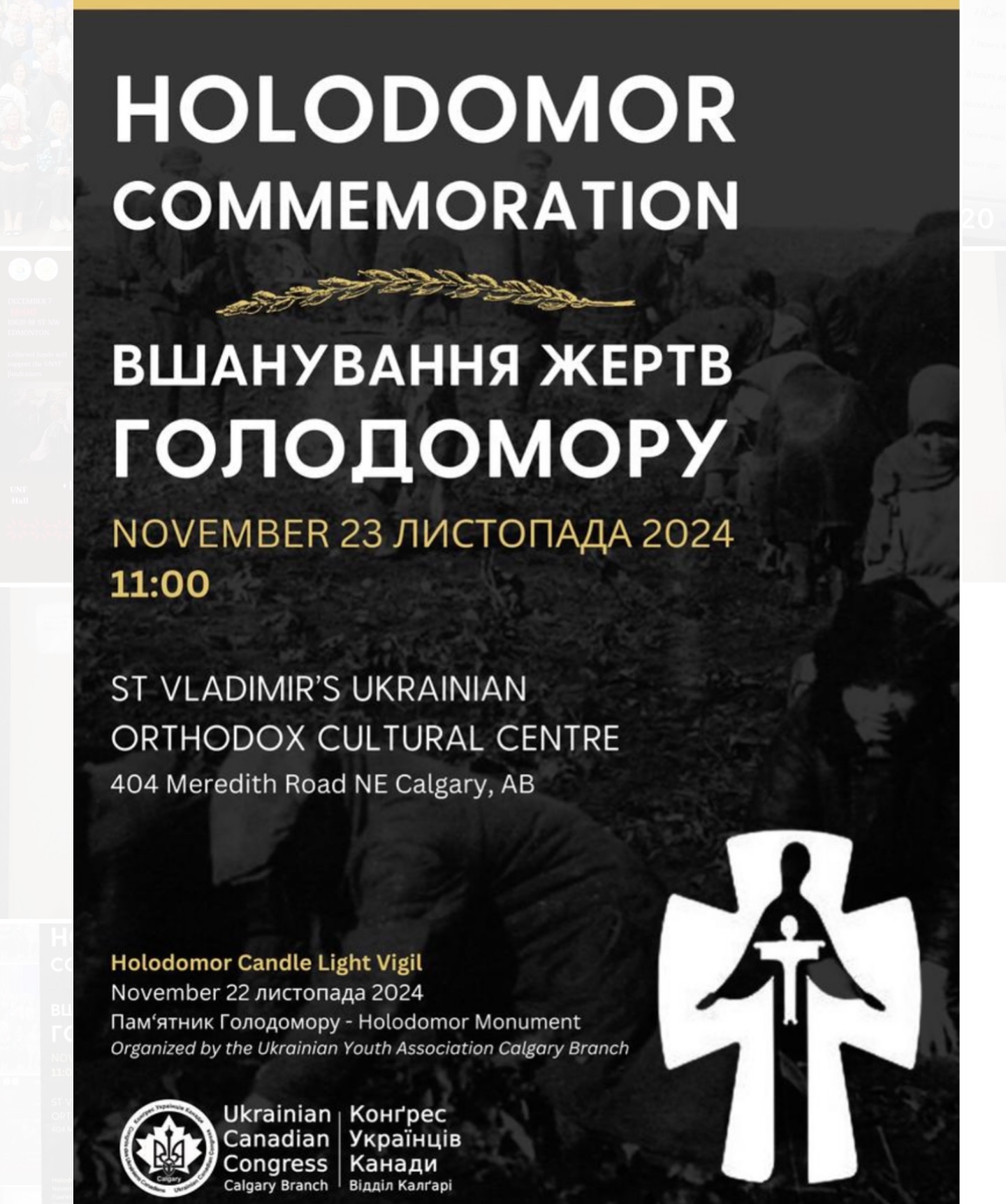 Holodomor Commemoration 2024 Sat Nov 23rd 11:00am - 12:30pm (MST) St ...
