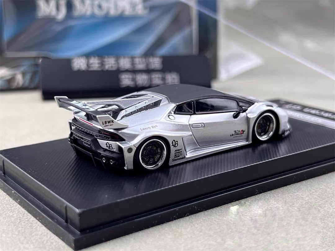 MJ Model 1/64 Lamborghini Huracan GT LBWK Gray Plastic Toy New