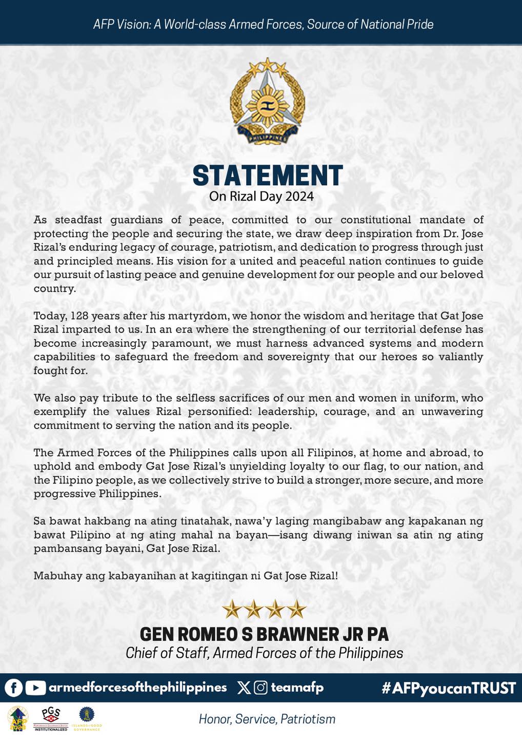 READ | AFP Statement on... - Armed Forces of the Philippines
