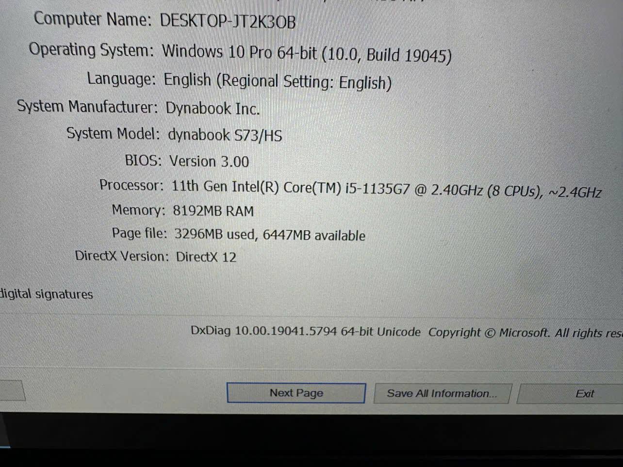 Toshiba Dynabook S73/hs