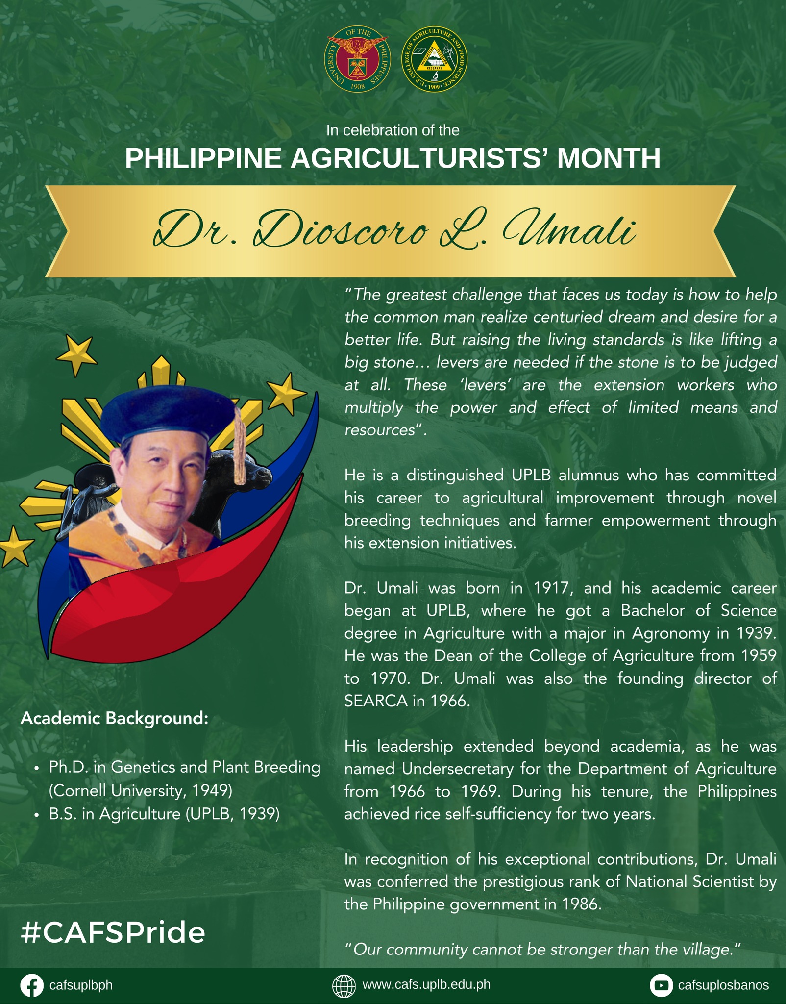 UPLB - As we continue our series, we honor Dr. Dioscoro L. Umali ...