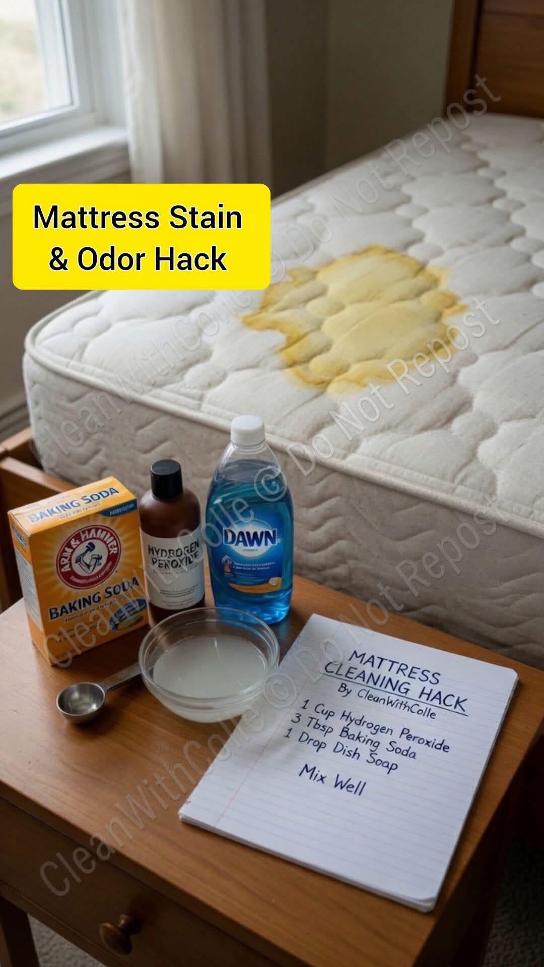 Clean a Stained Mattress with Baking Soda and Vinegar Yellow stains on a mattress are almost always sweat and protein residue — and baking soda plus white vinegar handles both without soaking