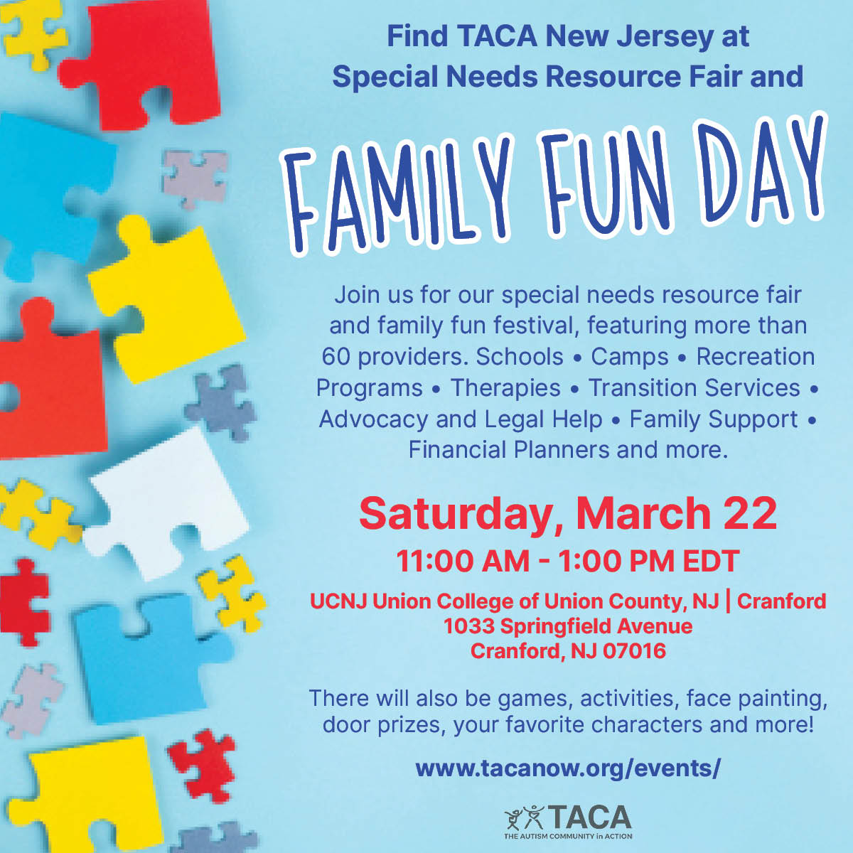 Find TACA New Jersey at Special Needs Resource Fair and Family Fun Day