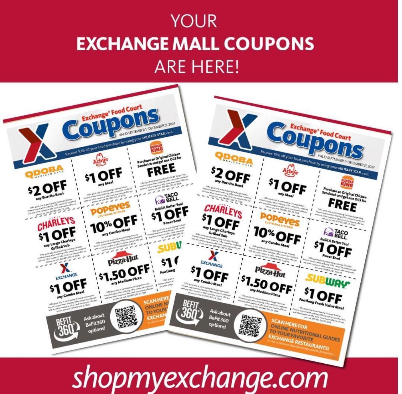 Save some dough at the Exchange food court! Save on your favorite