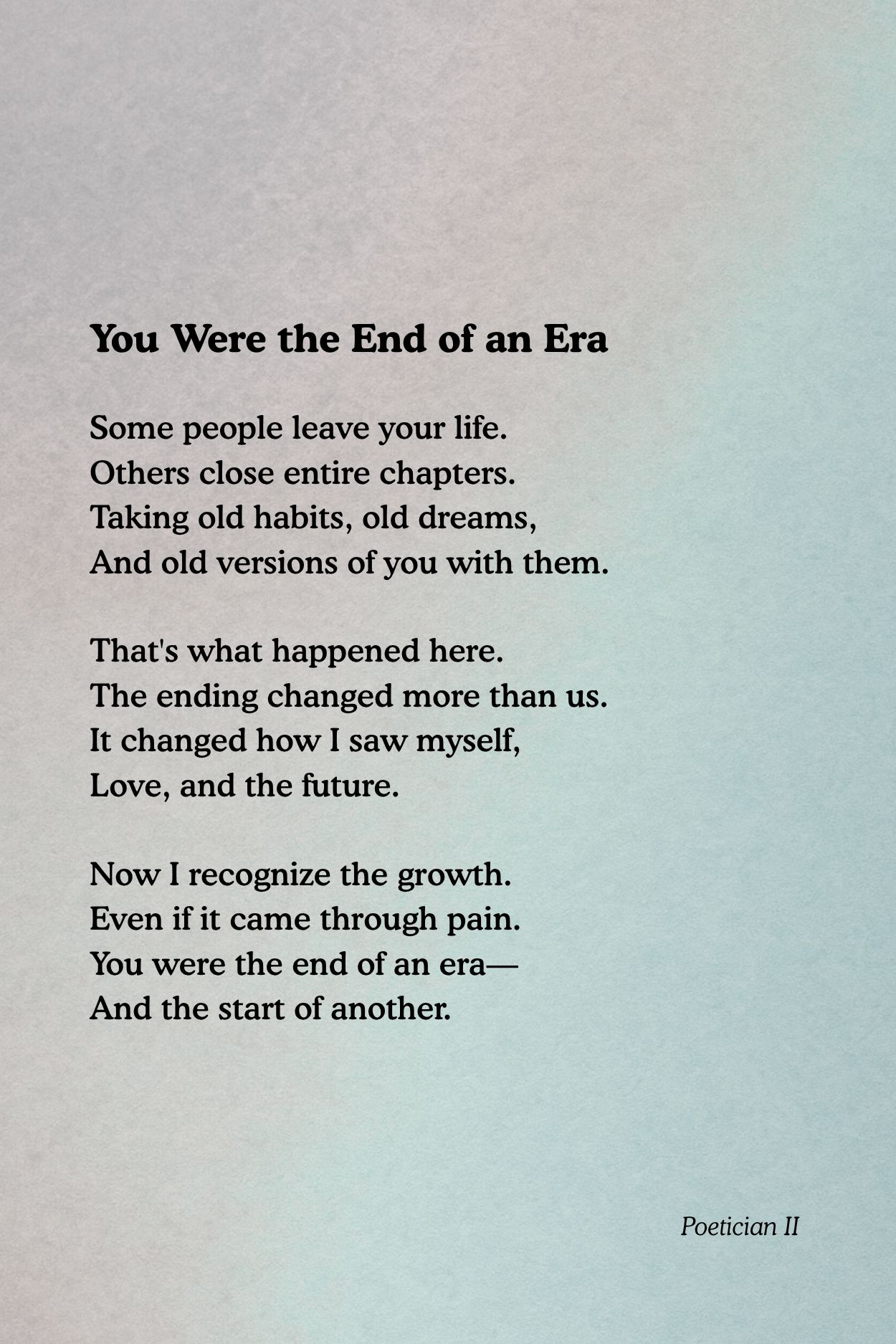 Poetician - You Were the End of an Era | Facebook