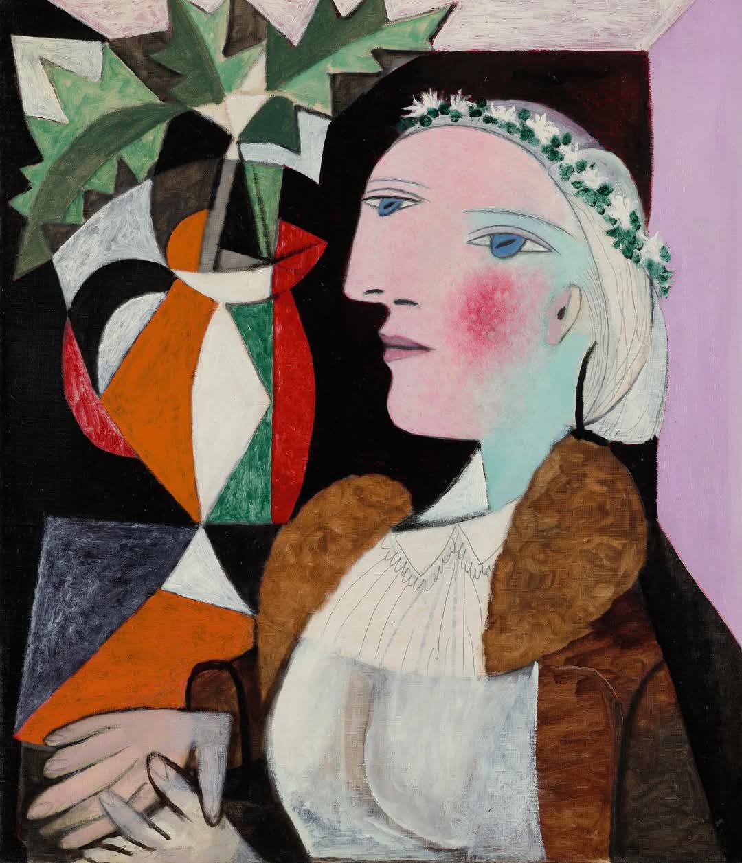 Pablo Picasso、Verre et vase de fleurs Pablo Picasso Vase with Flowers, 1943 gouache on paper