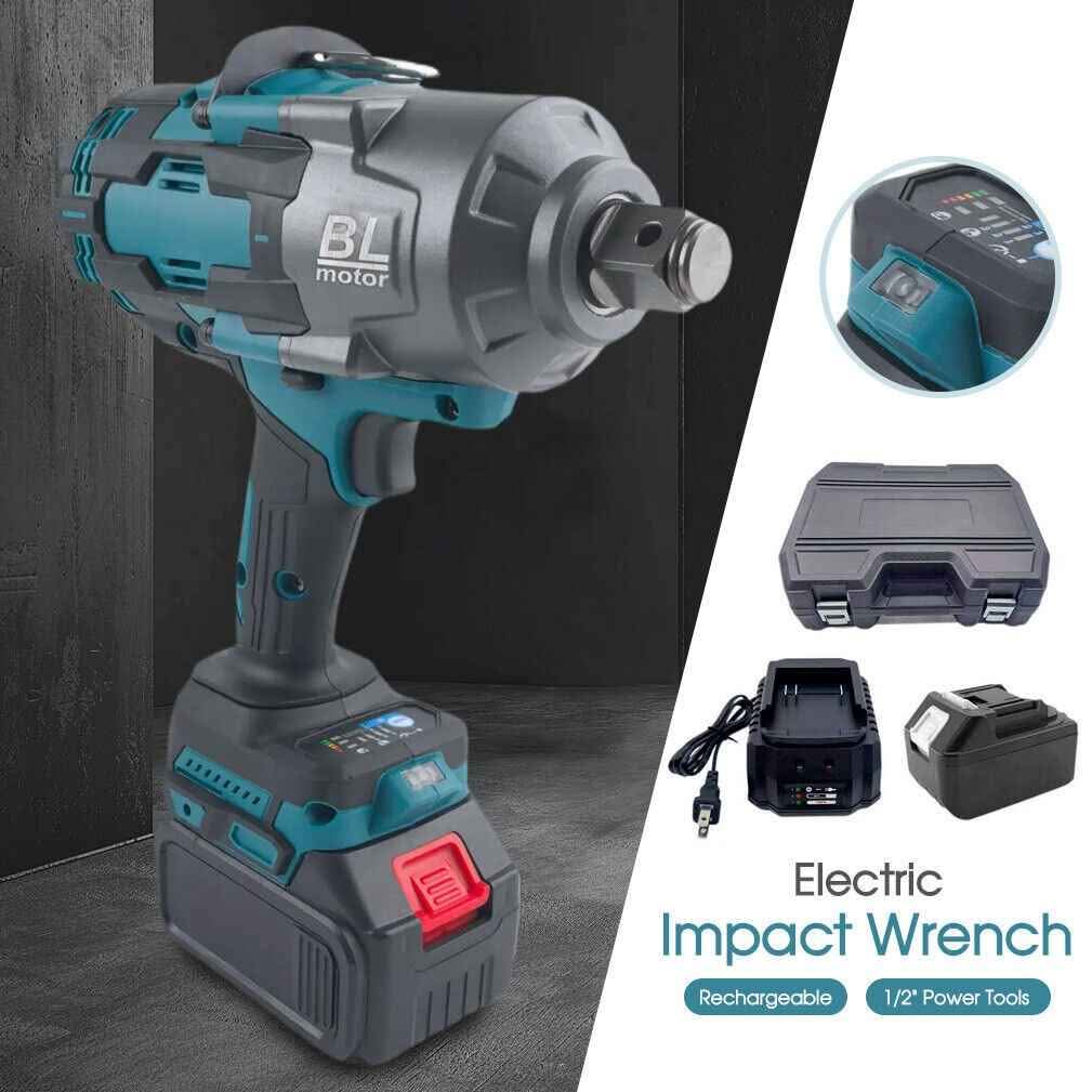 ALIVGOOD 1000N.M Impact Wrench Kit - 5.0Ah Battery & Fast Charger Included, Heavy-Duty Cordless