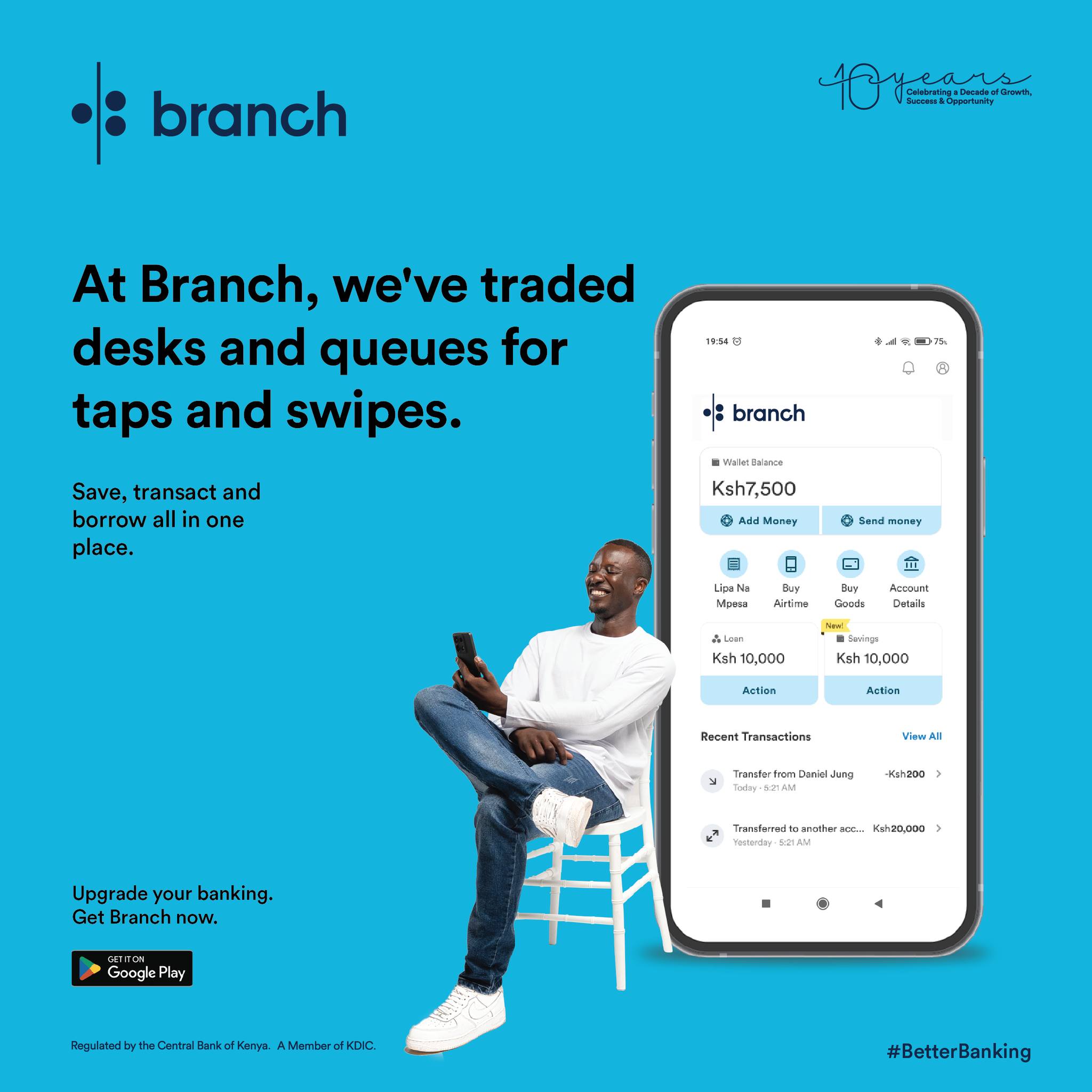 Branch - We’ve traded desks and queues for taps and... | Facebook