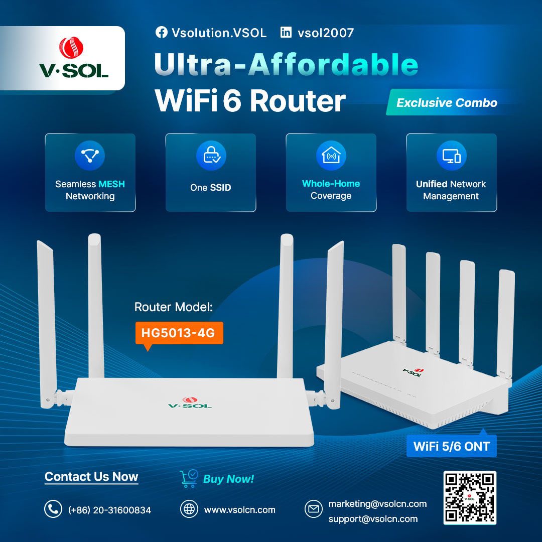 Invision - 📡 VSOL HG5013-4G – AX3000 Dual-Band Wi-Fi 6 Router 🔑 Key ...