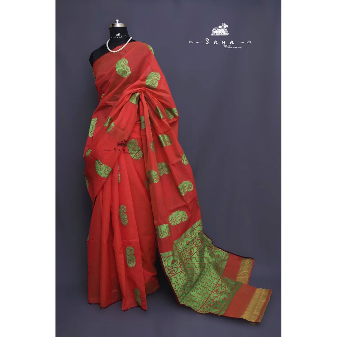 Saya - Temple collection 02 : A classic red Kanchipuram...
