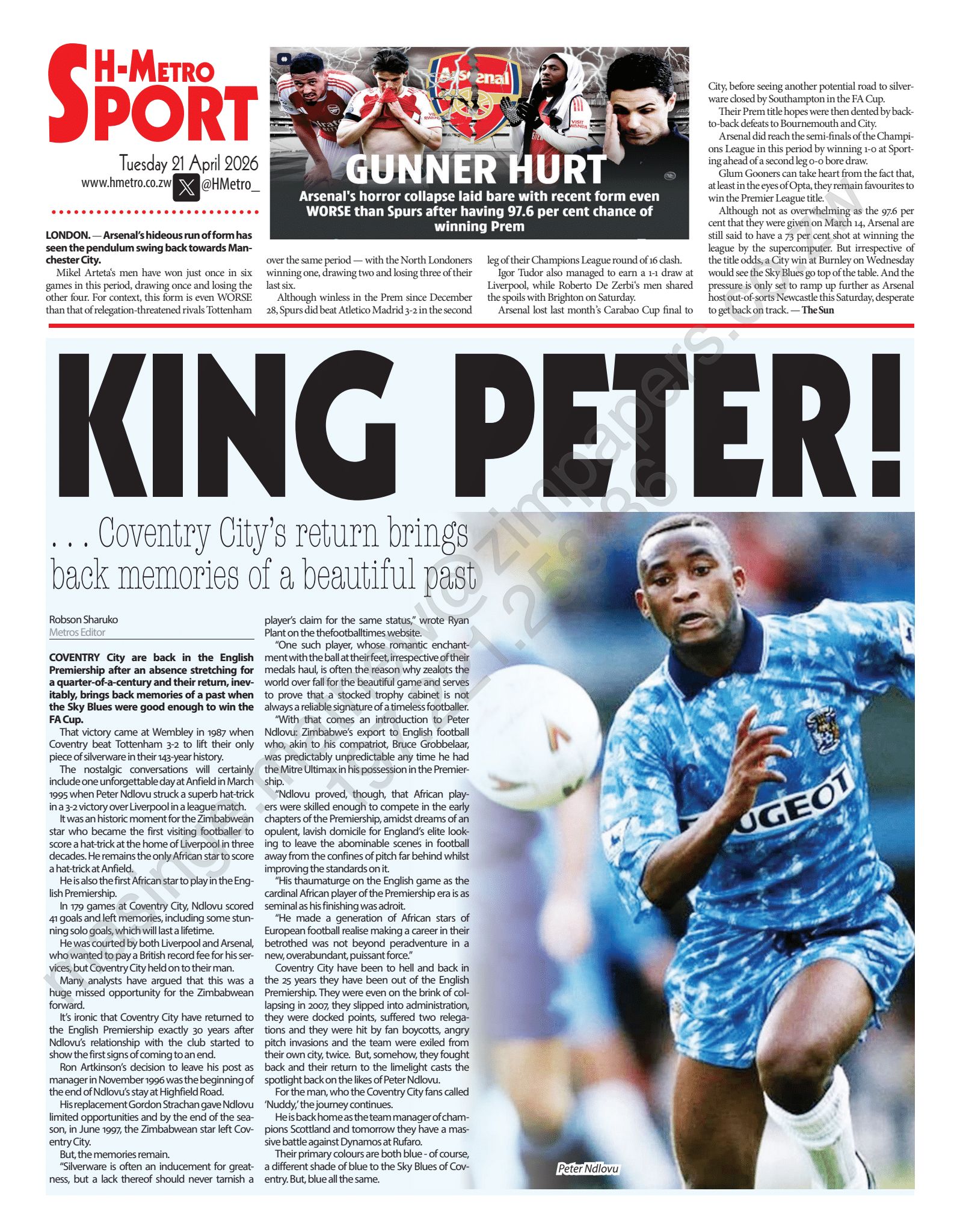BACKPAGE COVENTRY City are back in the English Premiership after 