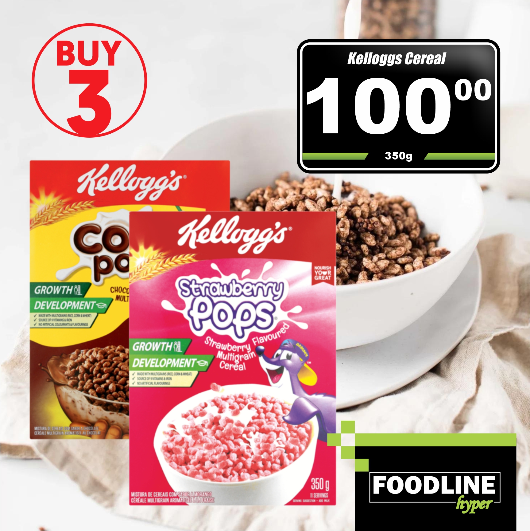 Foodline Hyper - Buy 3 Kelloggs Cereal for only R100! Coco...