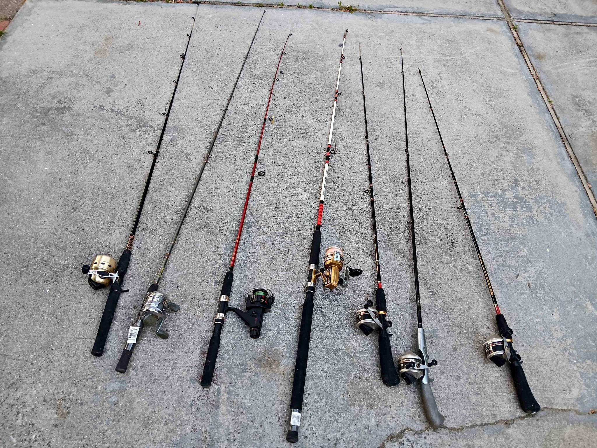 Fishing Rods /Reesl Lot, 7 total with reels Used - Fishing Rod & Reel ...