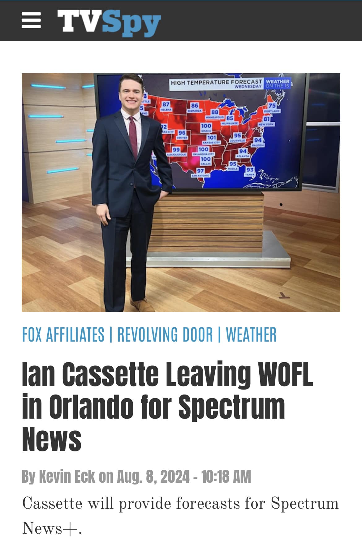 CBK - Thank you TVSpy Adweek for mentioning client Ian Cassette FOX 35 ...