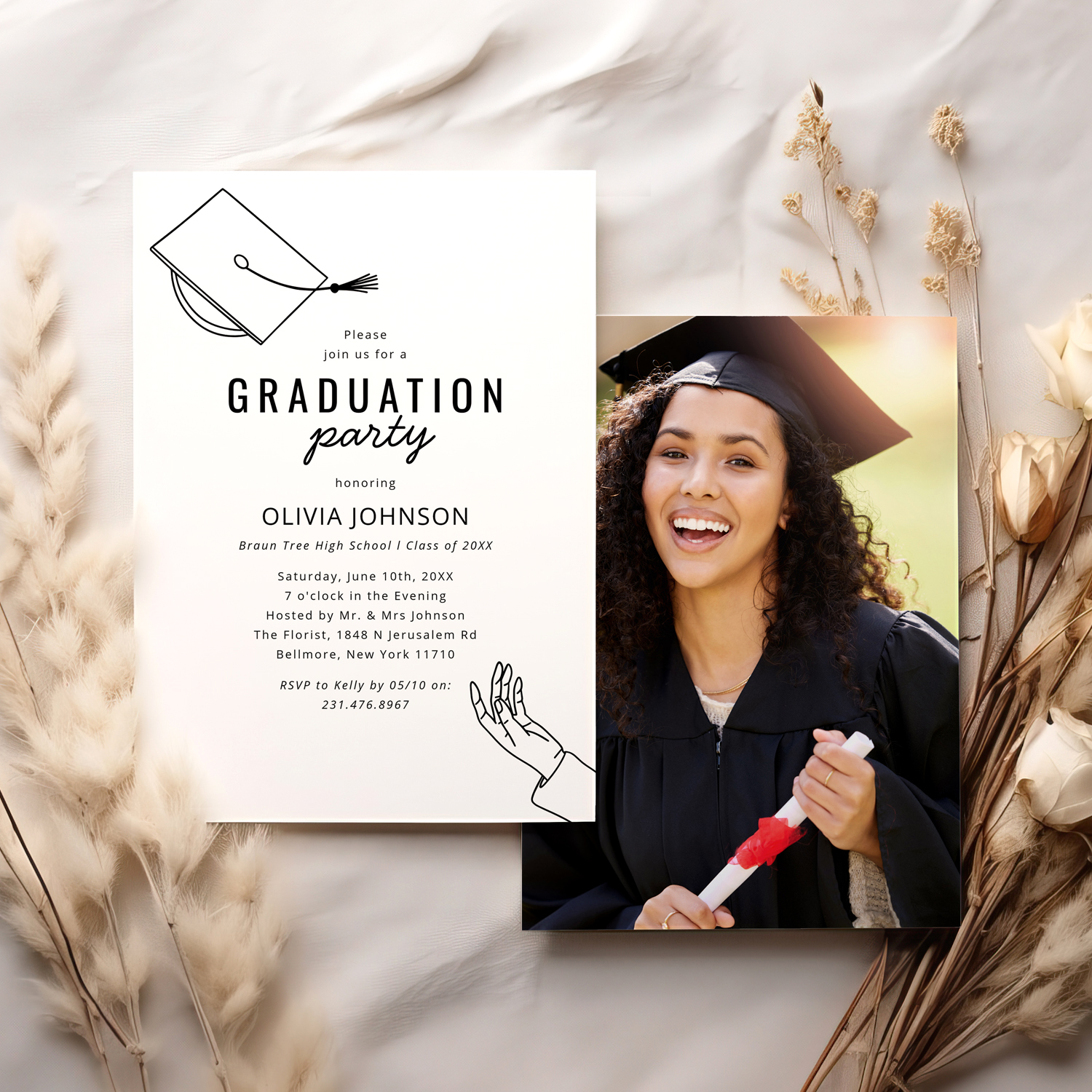 Special - Minimalist graduation party invitations featuring a simple ...