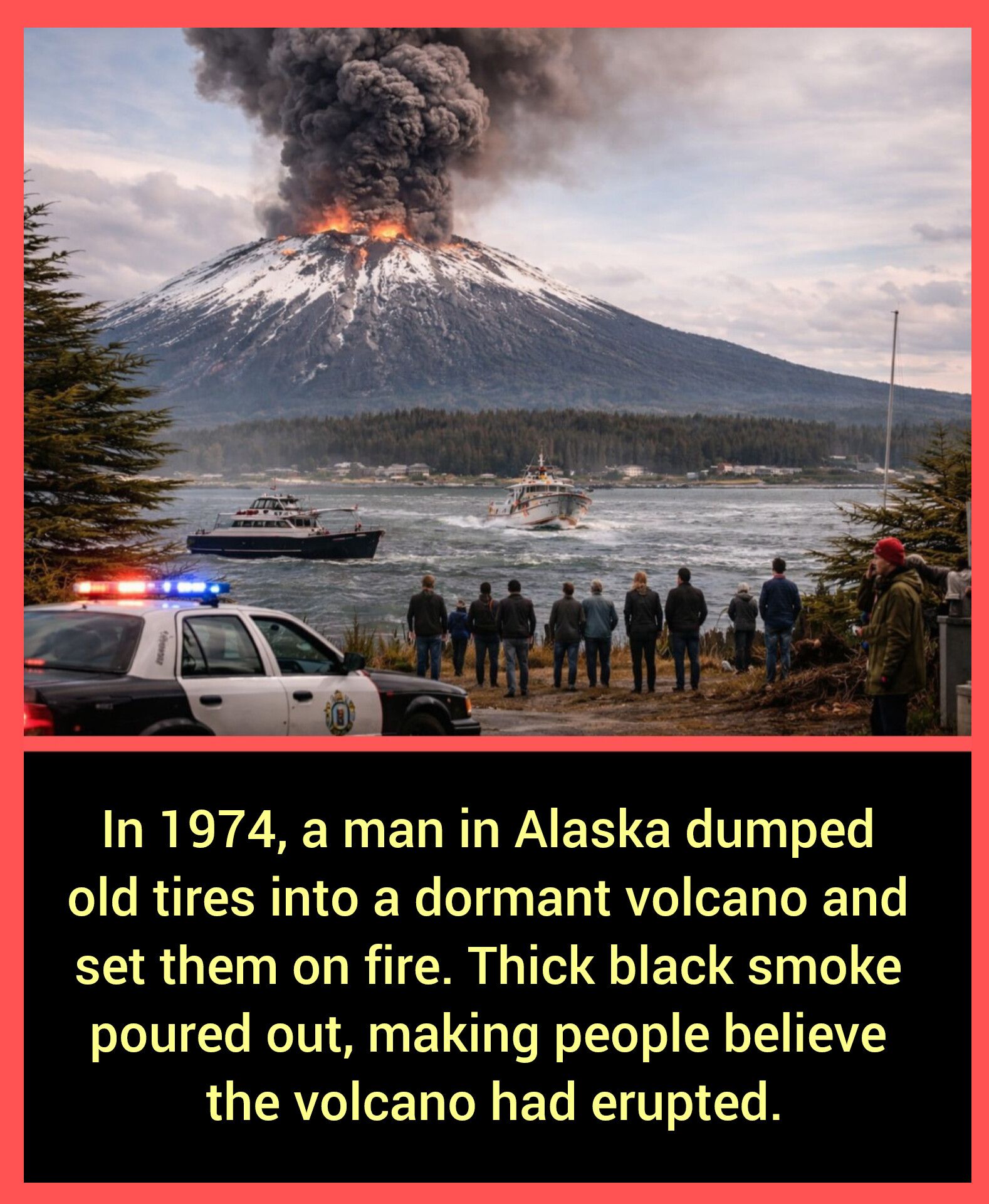 Man sets off fake volcano eruption in Alaska with tires