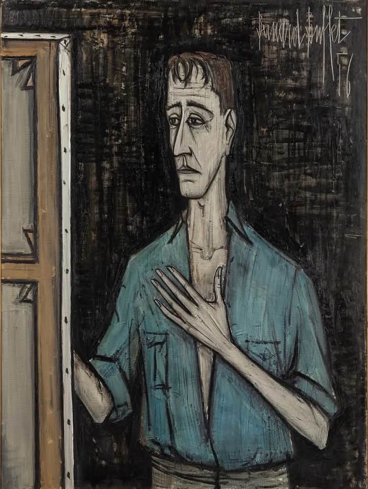 Bernard Buffet (1928-1999), Autoportrait, 1949, oil and charcoal