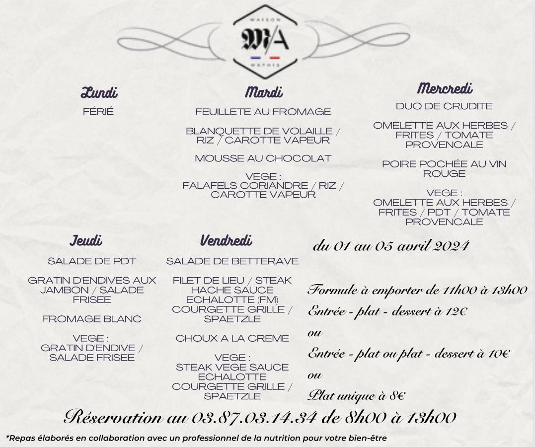 🍽 Découvrez nos délicieux menus... - Maison Mathis Traiteur | Facebook