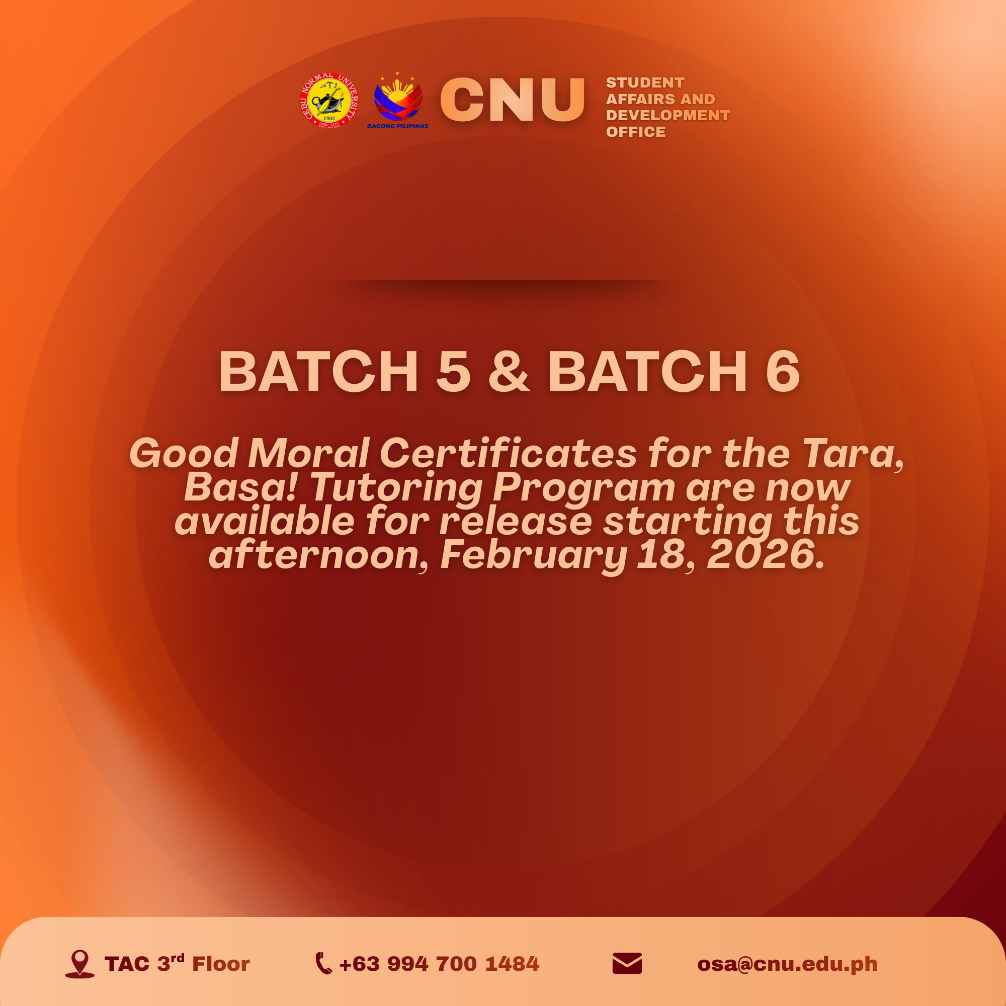 BATCH... - Cebu Normal University- Office of Student Affairs | Facebook