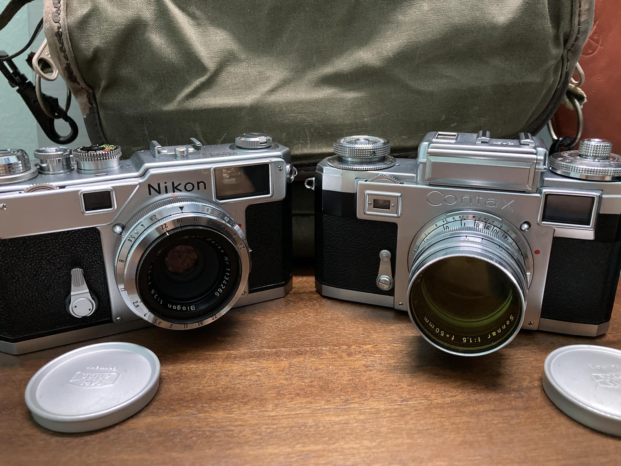 Contax IIa and Nikon S3 with Zeiss and Biogon lenses