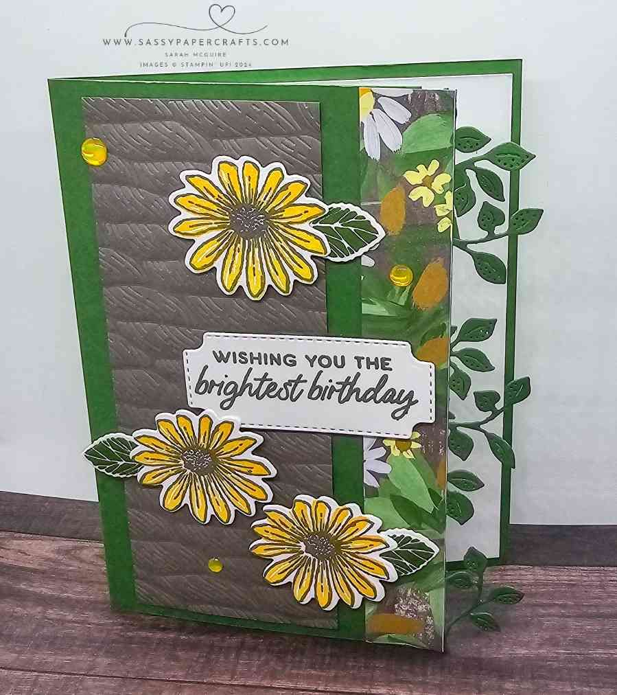 Handmade card using Spellbinders Landscape Rose die with vellum