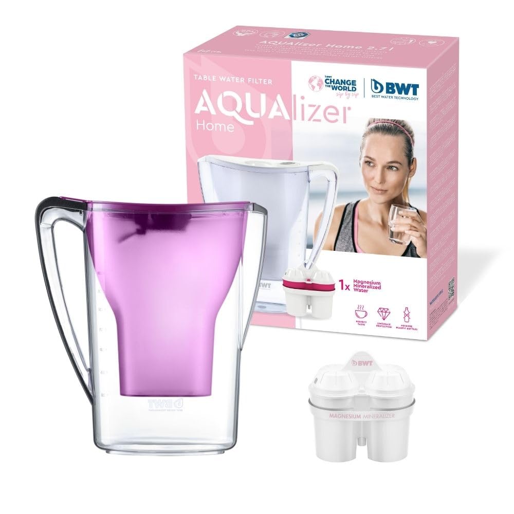 BWT AQUAlizer Carafe Filtrante 2,6L Blanche - Double Recharge Magnésium, Réduit Calcaire Et Chlore