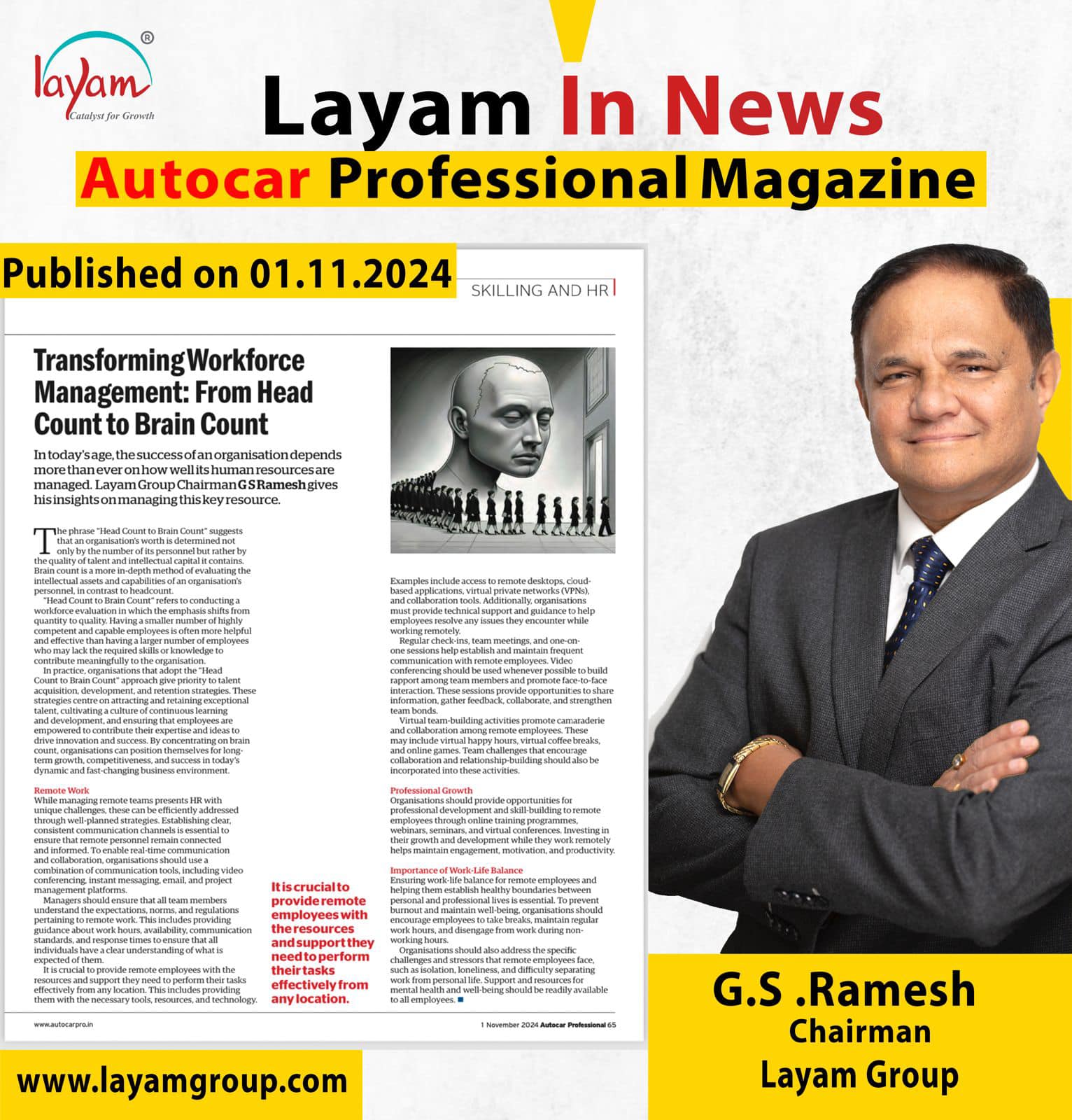 Layam Group - Our Chairman Ramesh G S's article in the... | Facebook