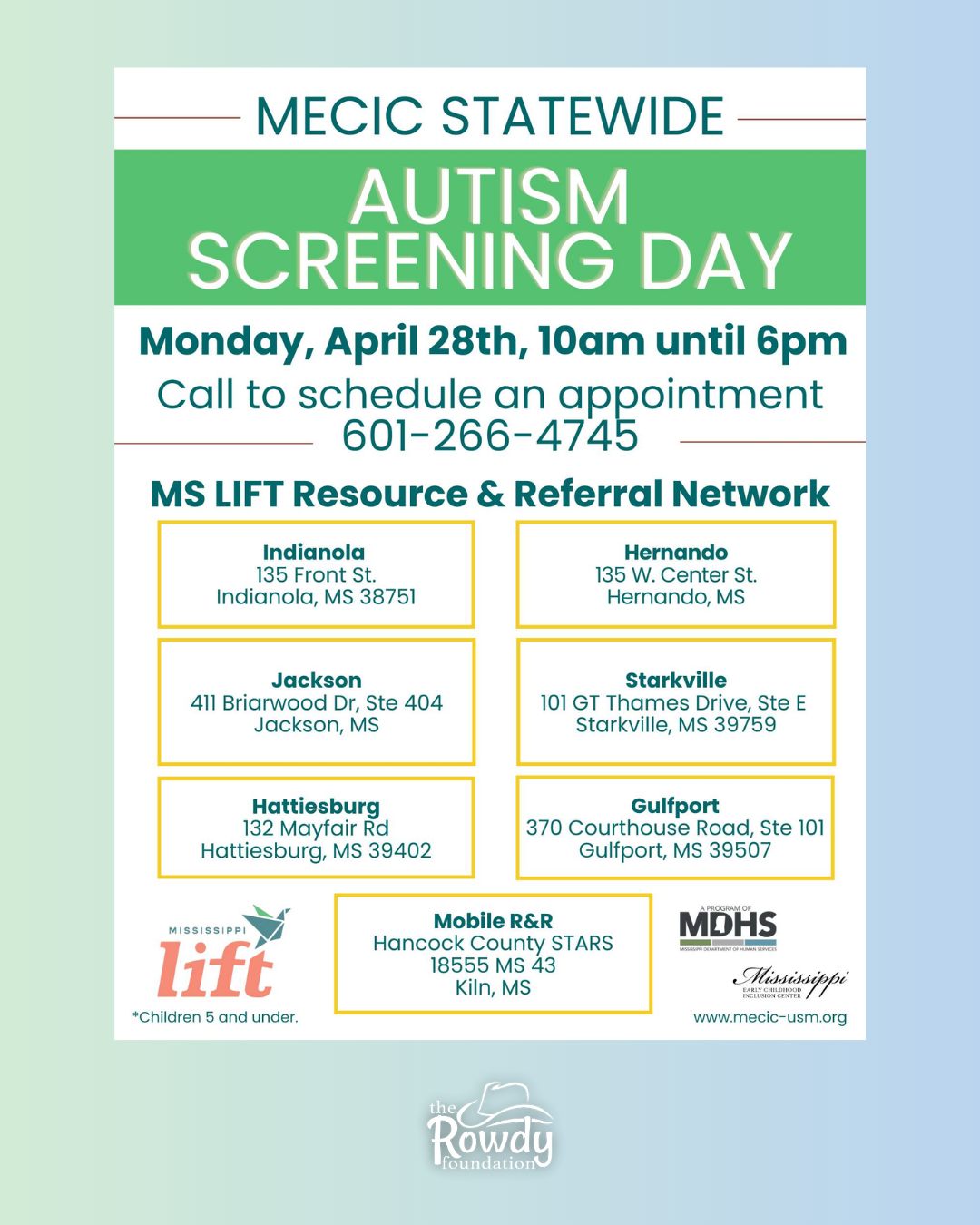 The Rowdy - In honor of Autism Awareness Month, the Mississippi Early ...