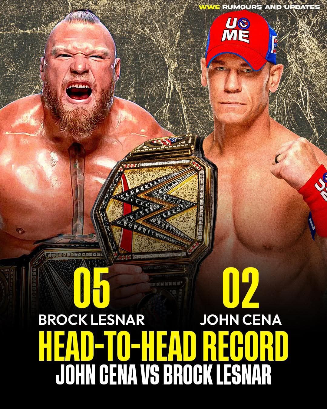 John Cena vs. Brock Lesnar head to head record