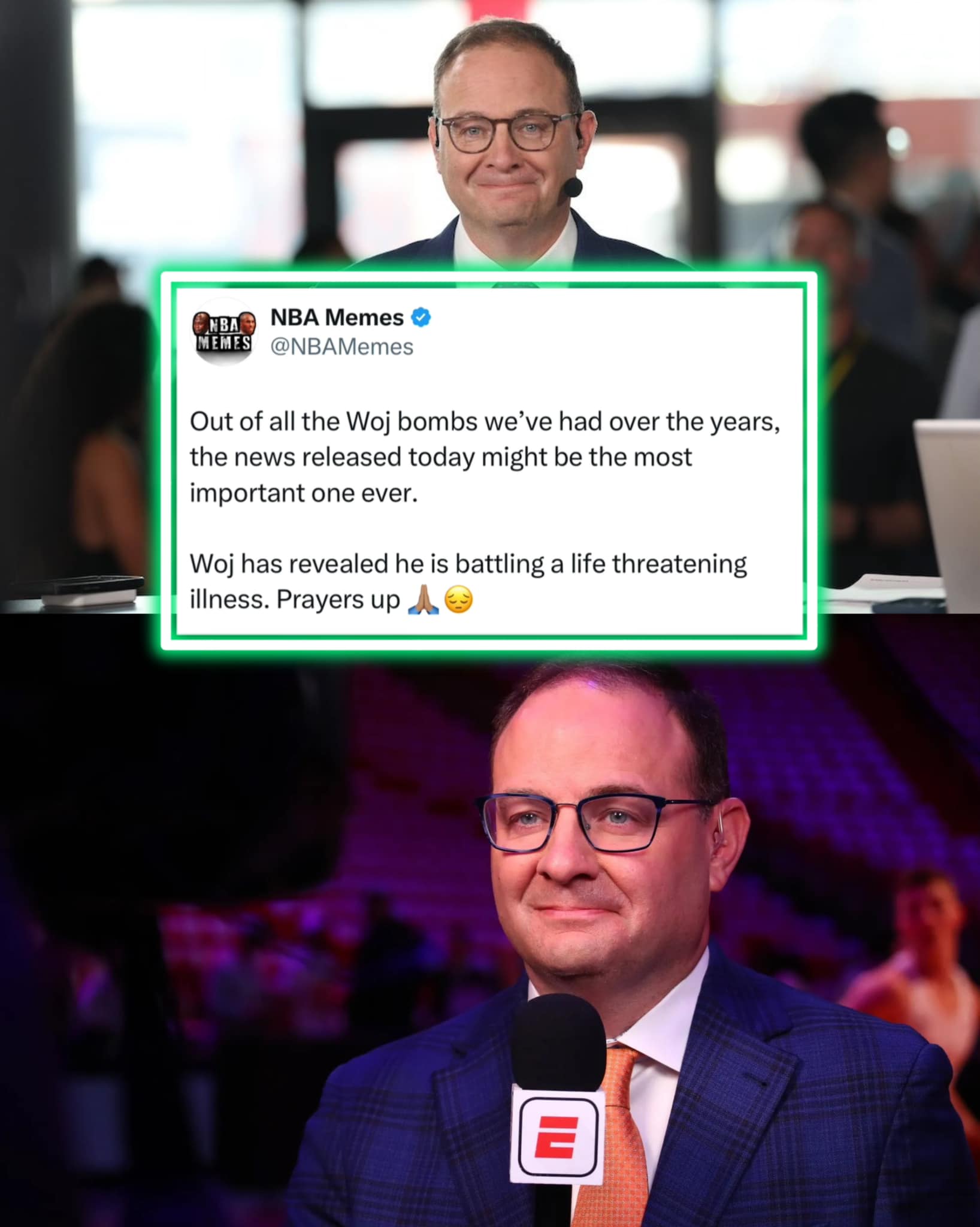NBA Memes - Woj sadly reveals he has been diagnosed with...
