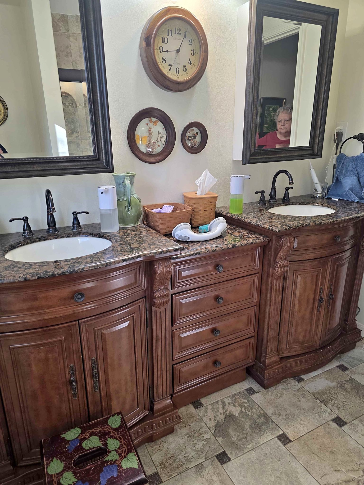 Double Sink Vanity Cabinet Set w Granite Top - Vanities & Makeup Tables