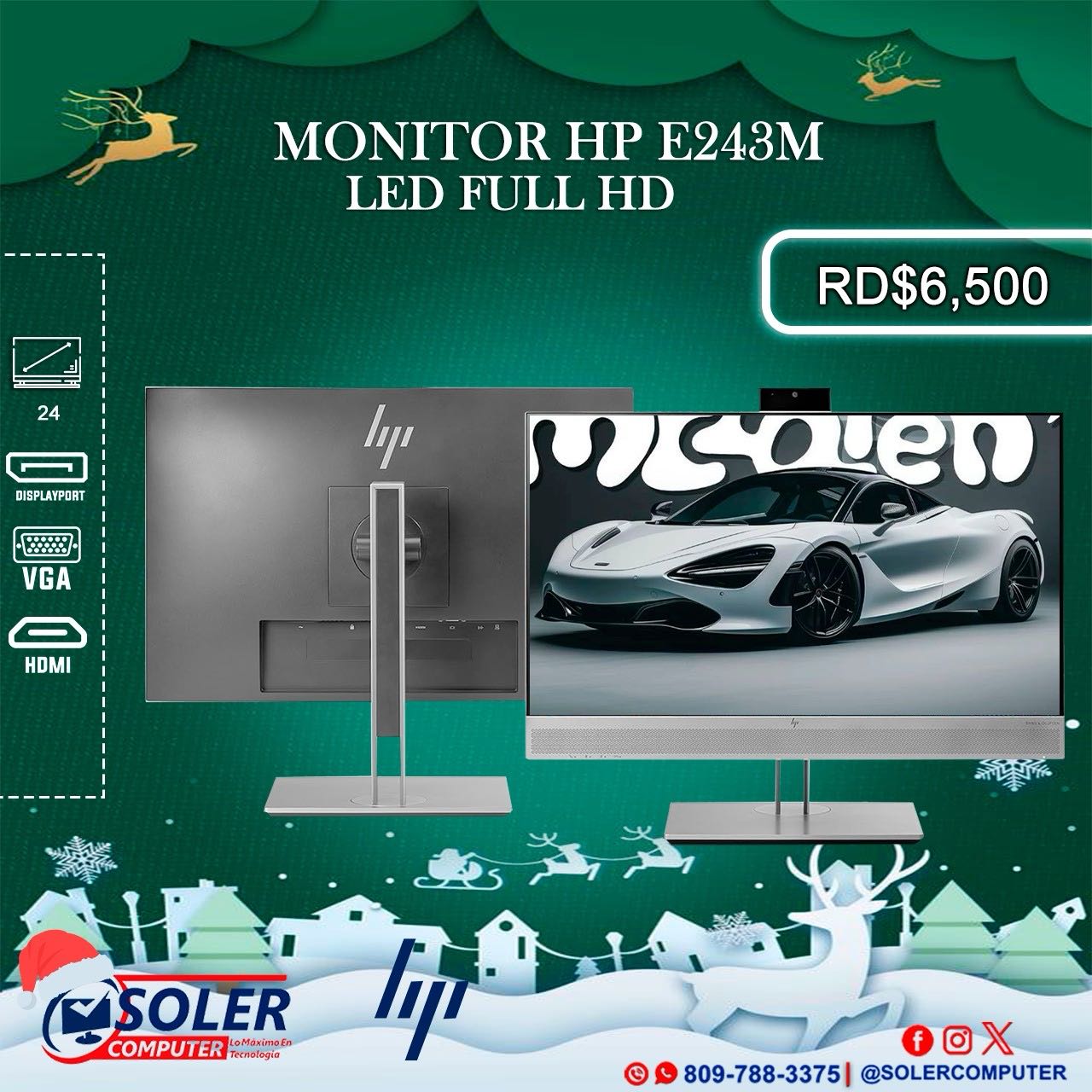 Soler - Gran especial Monitor HP E243M De 24 Pulgadas Hdmi DisplayPort ...