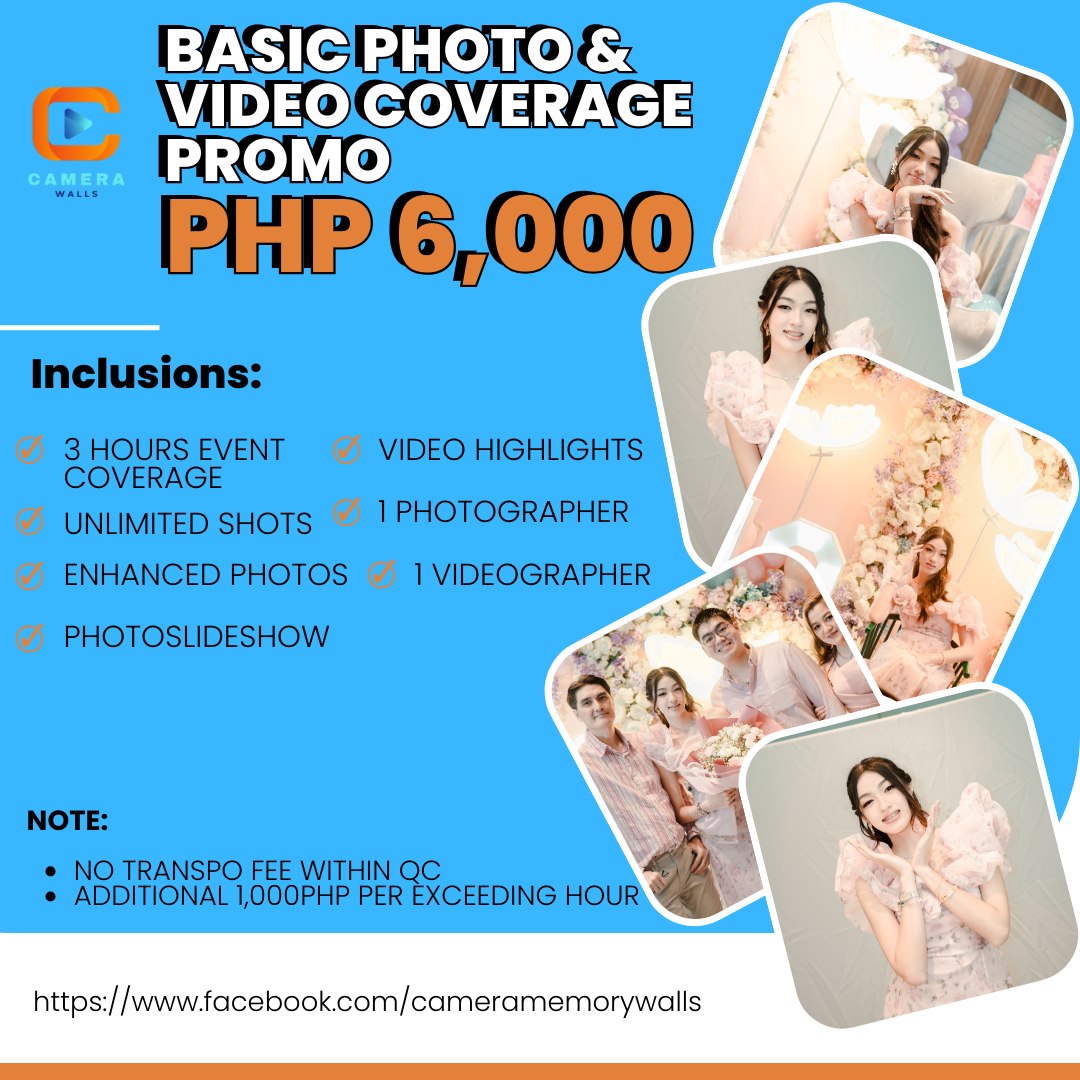 Camerawalls - BASIC PHOTO & VIDEO COVERAGE PROMO 6,000php -3 HOURS ...