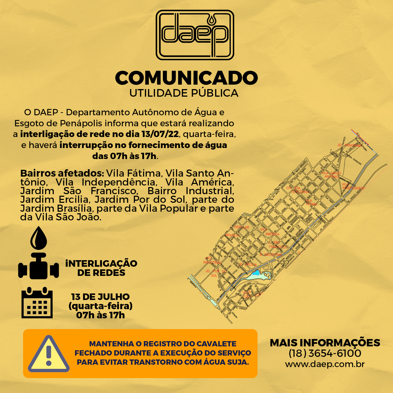 ⚠️ DAEP COMUNICA O Daep... - Prefeitura de Penápolis - SP | Facebook